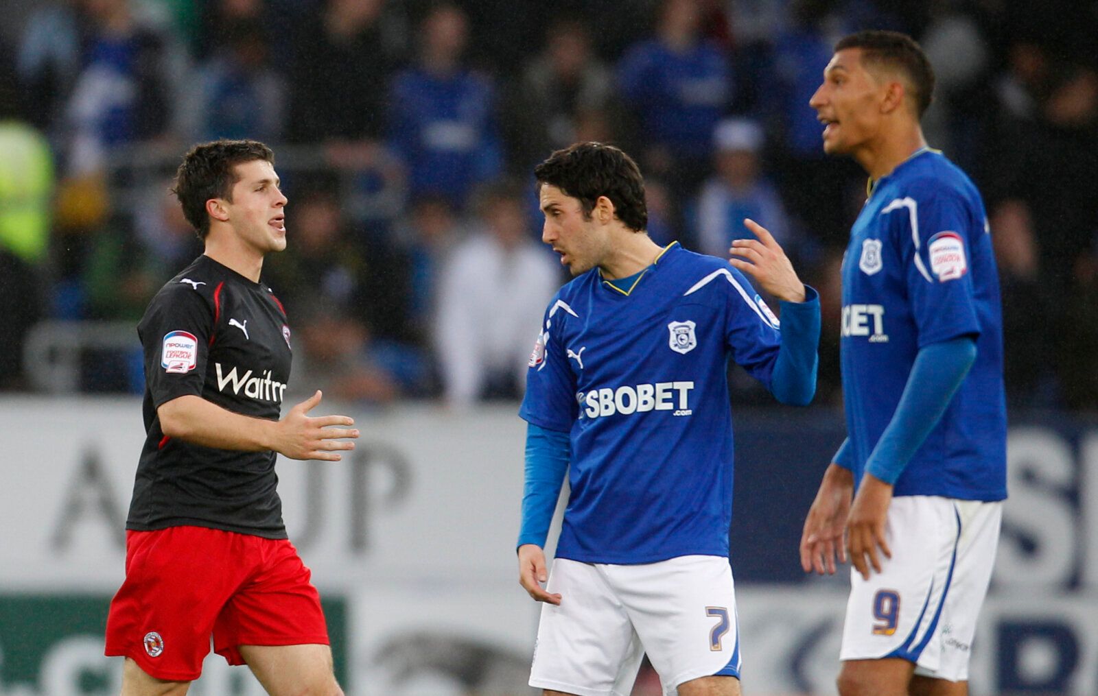 Football - Cardiff City v Reading - npower Football League Championship Play-Off Semi Final Second Leg - Cardiff City Stadium - 10/11 - 17/5/11 
Jay Bothroyd (R) and Peter Whittingham - Cardiff City with Shane Long - Reading 
Mandatory Credit: Action Images / John Sibley