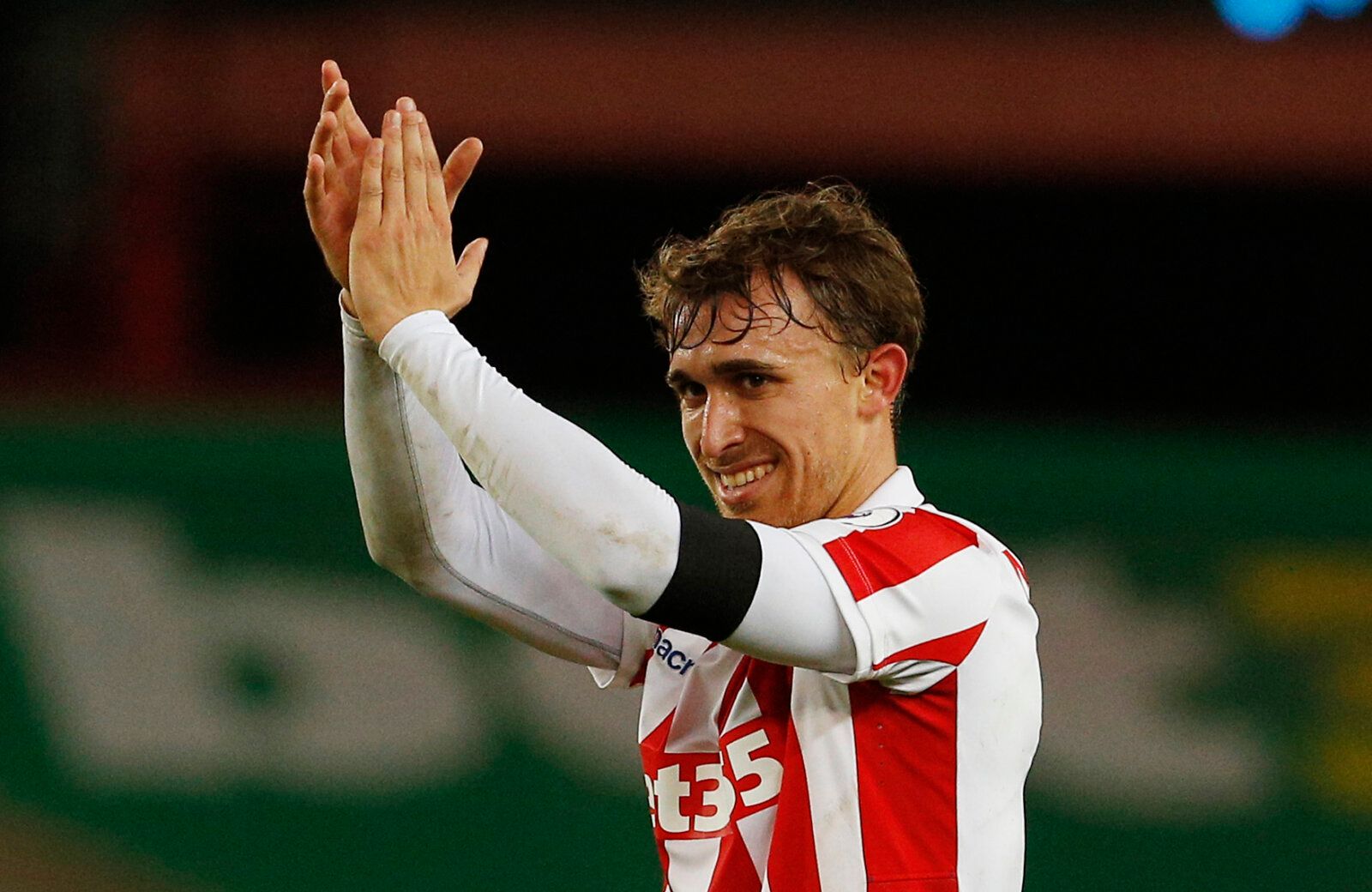 Britain Football Soccer - Stoke City v Burnley - Premier League - bet365 Stadium - 3/12/16 Stoke City's Marc Muniesa celebrates after the game  Action Images via Reuters / Craig Brough Livepic EDITORIAL USE ONLY. No use with unauthorized audio, video, data, fixture lists, club/league logos or 