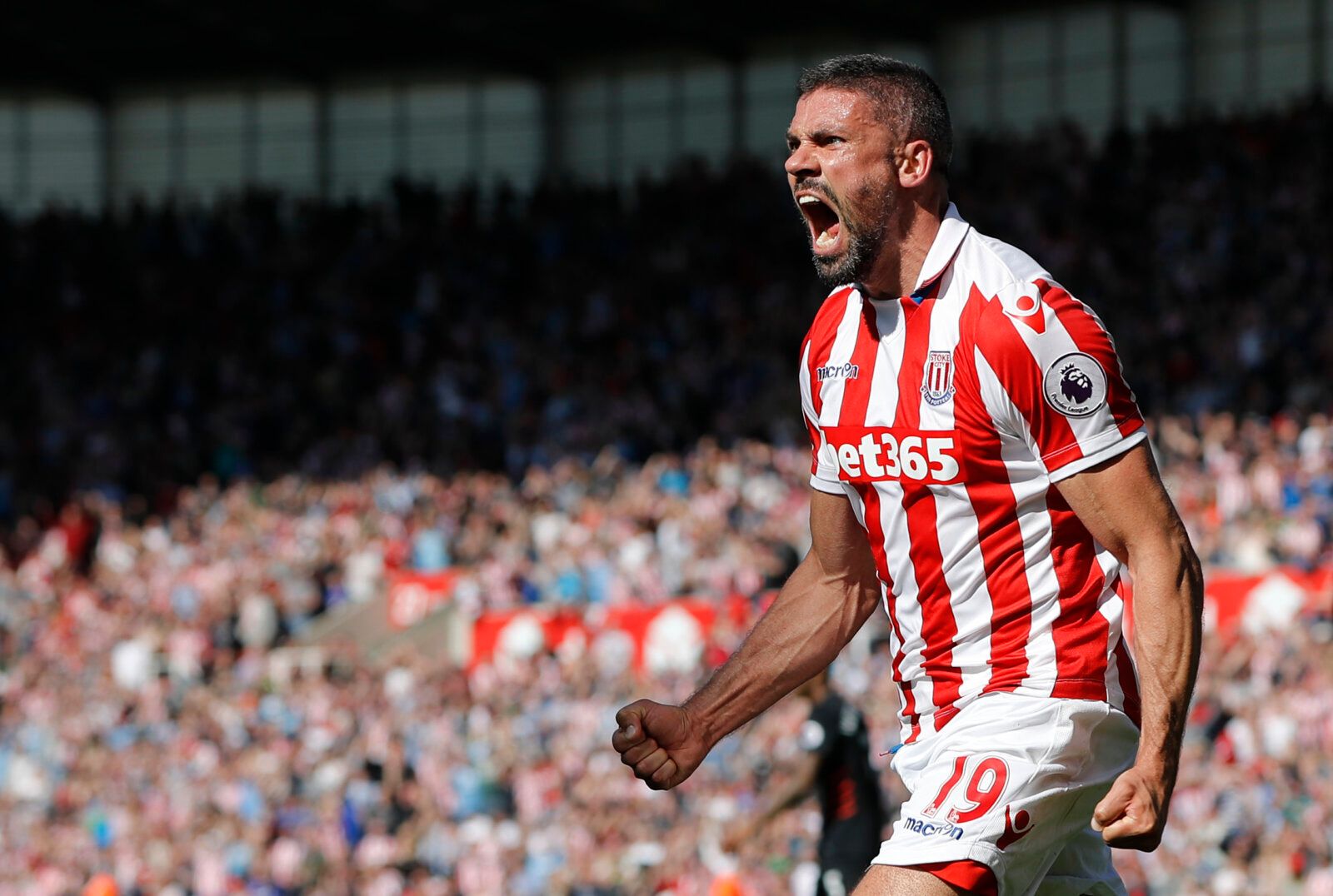 Britain Football Soccer - Stoke City v Liverpool - Premier League - bet365 Stadium - 8/4/17 Stoke City's Jonathan Walters celebrates scoring their first goal  Reuters / Darren Staples Livepic EDITORIAL USE ONLY. No use with unauthorized audio, video, data, fixture lists, club/league logos or 