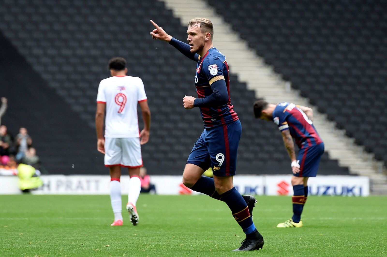 Soccer Football - League One - Milton Keynes Dons vs Bradford City - Stadium MK, Milton Keynes, Britain - October 7, 2017  Bradford's Charlie Wyke celebrates scoring their second goal  Action Images/Alan Walter EDITORIAL USE ONLY. No use with unauthorized audio, video, data, fixture lists, club/league logos or 