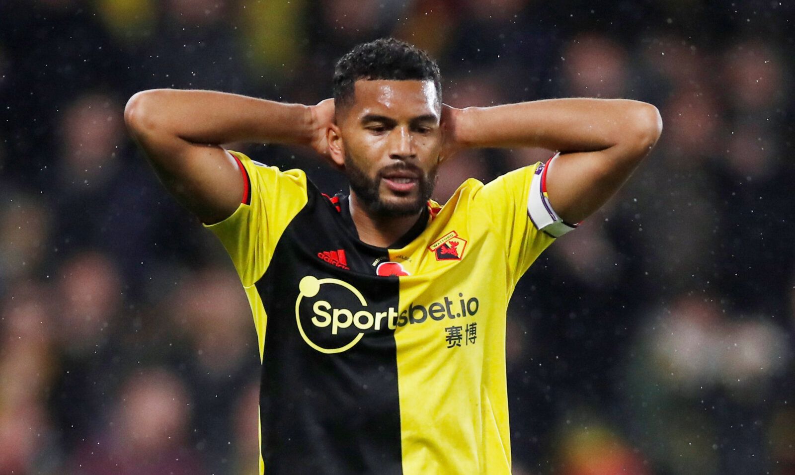 Soccer Football - Premier League - Watford v Chelsea - Vicarage Road, Watford, Britain - November 2, 2019  Watford's Adrian Mariappa looks dejected   Action Images via Reuters/Andrew Boyers  EDITORIAL USE ONLY. No use with unauthorized audio, video, data, fixture lists, club/league logos or 