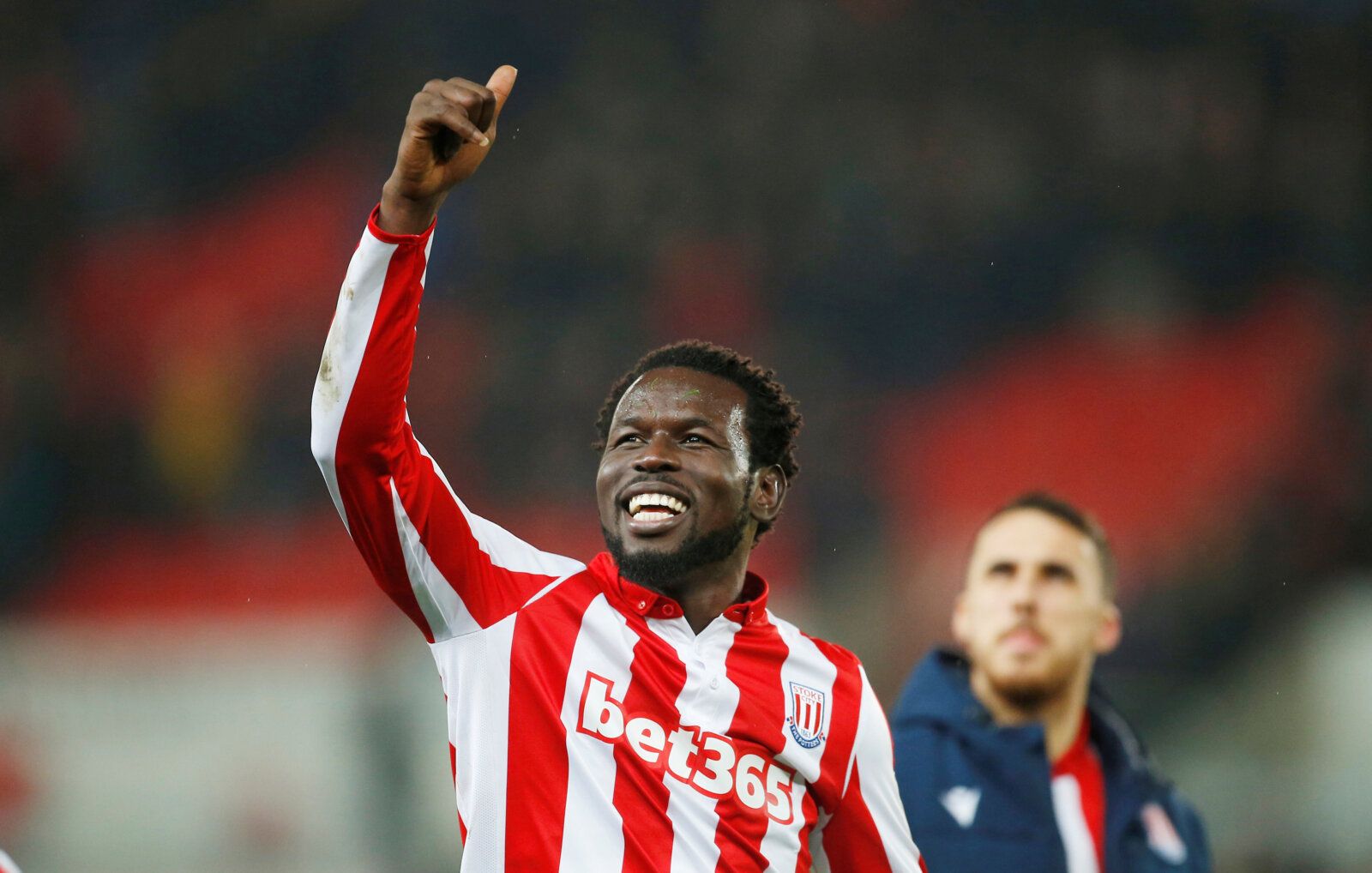 Soccer Football - Championship - Stoke City v Wigan Athletic - bet365 Stadium, Stoke-on-Trent, Britain - November 23, 2019   Stoke City's Mame Biram Diouf celebrates after the match      Action Images/Craig Brough    EDITORIAL USE ONLY. No use with unauthorized audio, video, data, fixture lists, club/league logos or 
