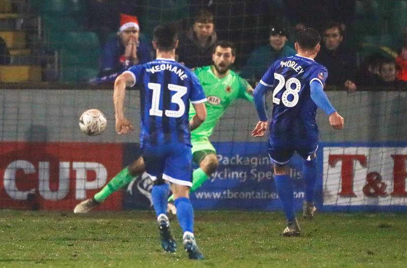 Soccer Football - FA Cup - Second Round Replay - Boston United v Rochdale - The Jakemans Stadium, Boston, Britain - December 16, 2019 Rochdale's Aaron Morley scores their second goal from a penalty Action Images/Jason Cairnduff