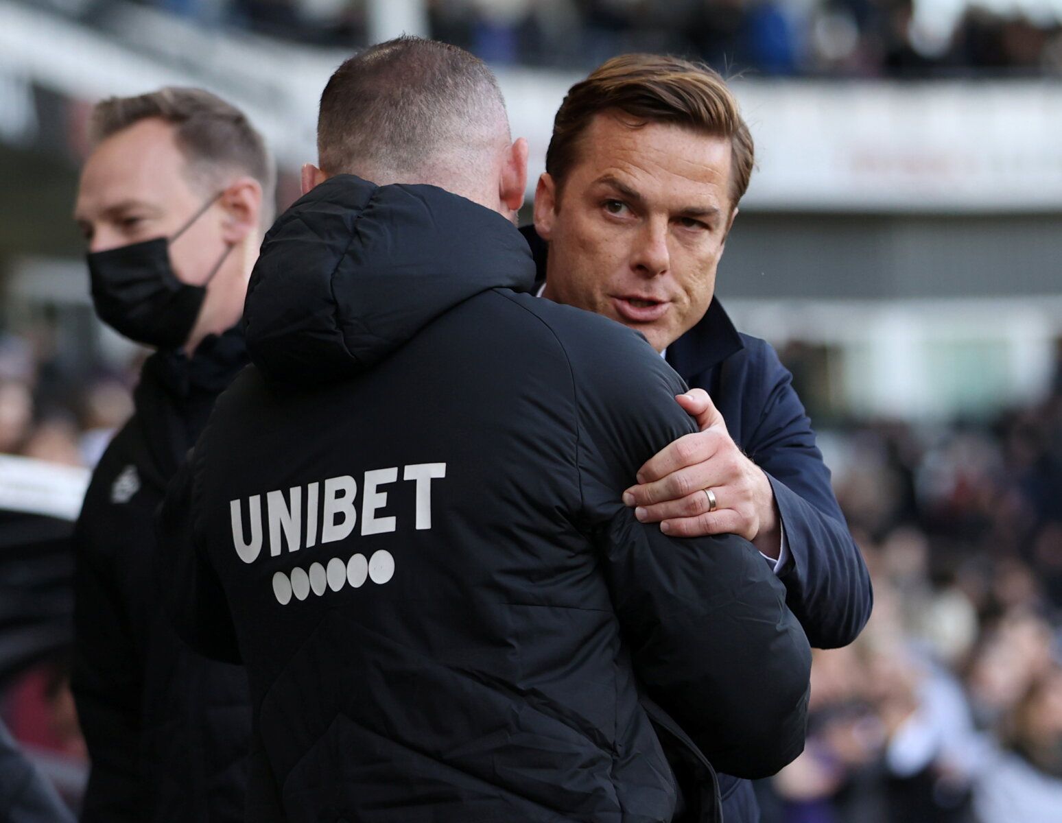 Soccer Football - Championship - Derby County v AFC Bournemouth - Pride Park, Derby, Britain - November 21, 2021 Derby County manager Wayne Rooney and Bournemouth manager Scott Parker before the match Molly Darlington/Action Images