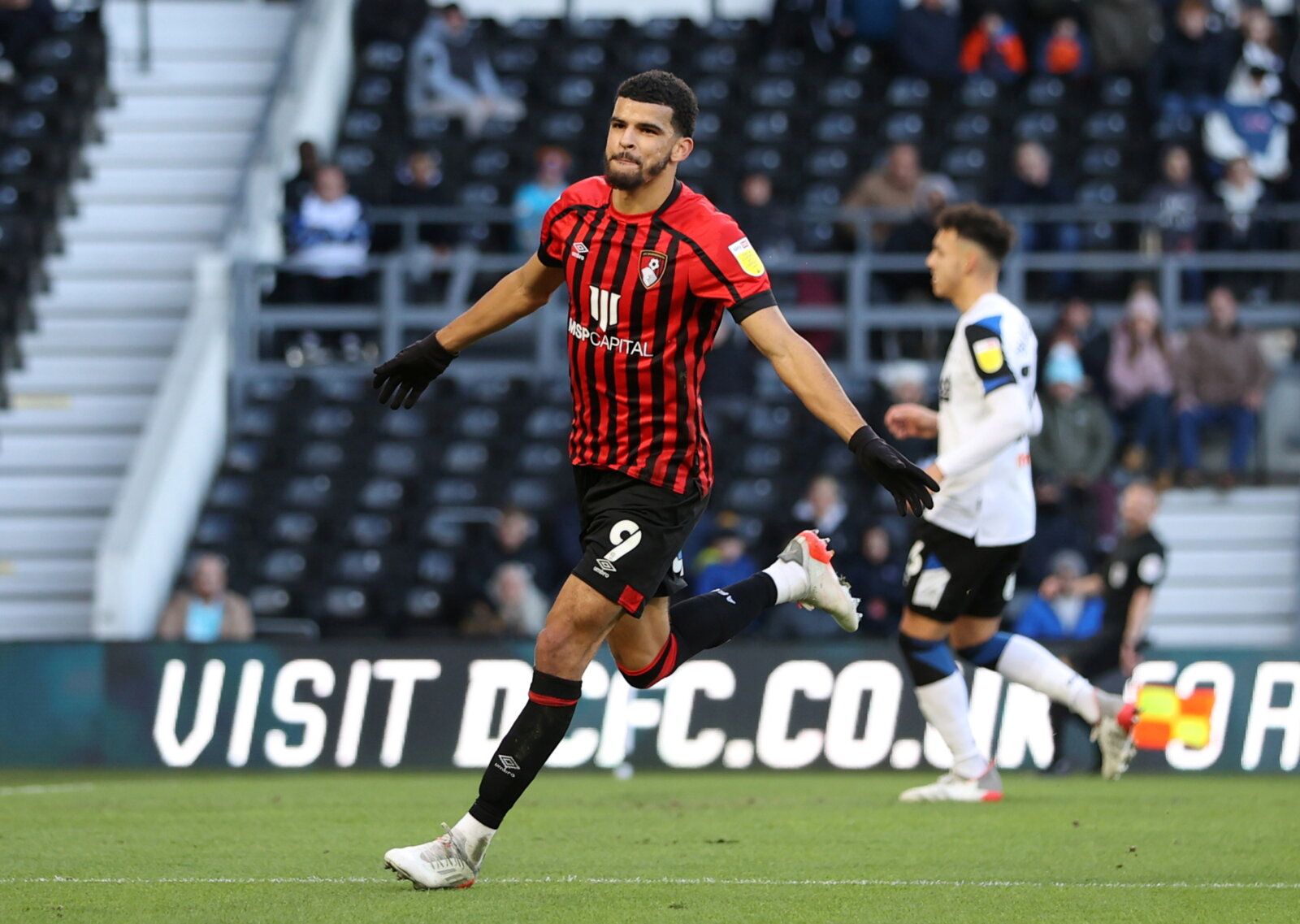 Soccer Football - Championship - Derby County v AFC Bournemouth - Pride Park, Derby, Britain - November 21, 2021 Bournemouth's Dominic Solanke celebrates after scoring their second goal Molly Darlington/Action Images