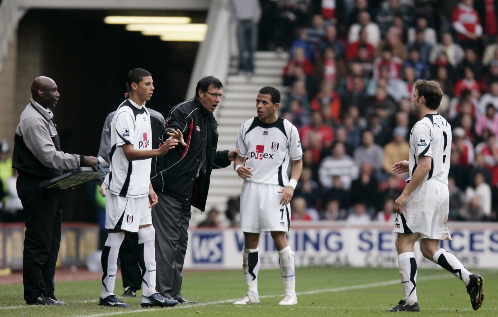 Football - Middlesbrough v Fulham - FA Barclays Premiership - The Riverside Stadium - 06/07 , 13/5/07 
Matthew Briggs - Fulham comes on for debut / Lawrie Sanchez - Fulham Manager and Liam Rosenior  
Mandatory Credit: Action Images / Lee Smith 
NO ONLINE/INTERNET USE WITHOUT A LICENCE FROM THE FOOTBALL DATA CO LTD. FOR LICENCE ENQUIRIES PLEASE TELEPHONE +44 (0) 207 864 9000.