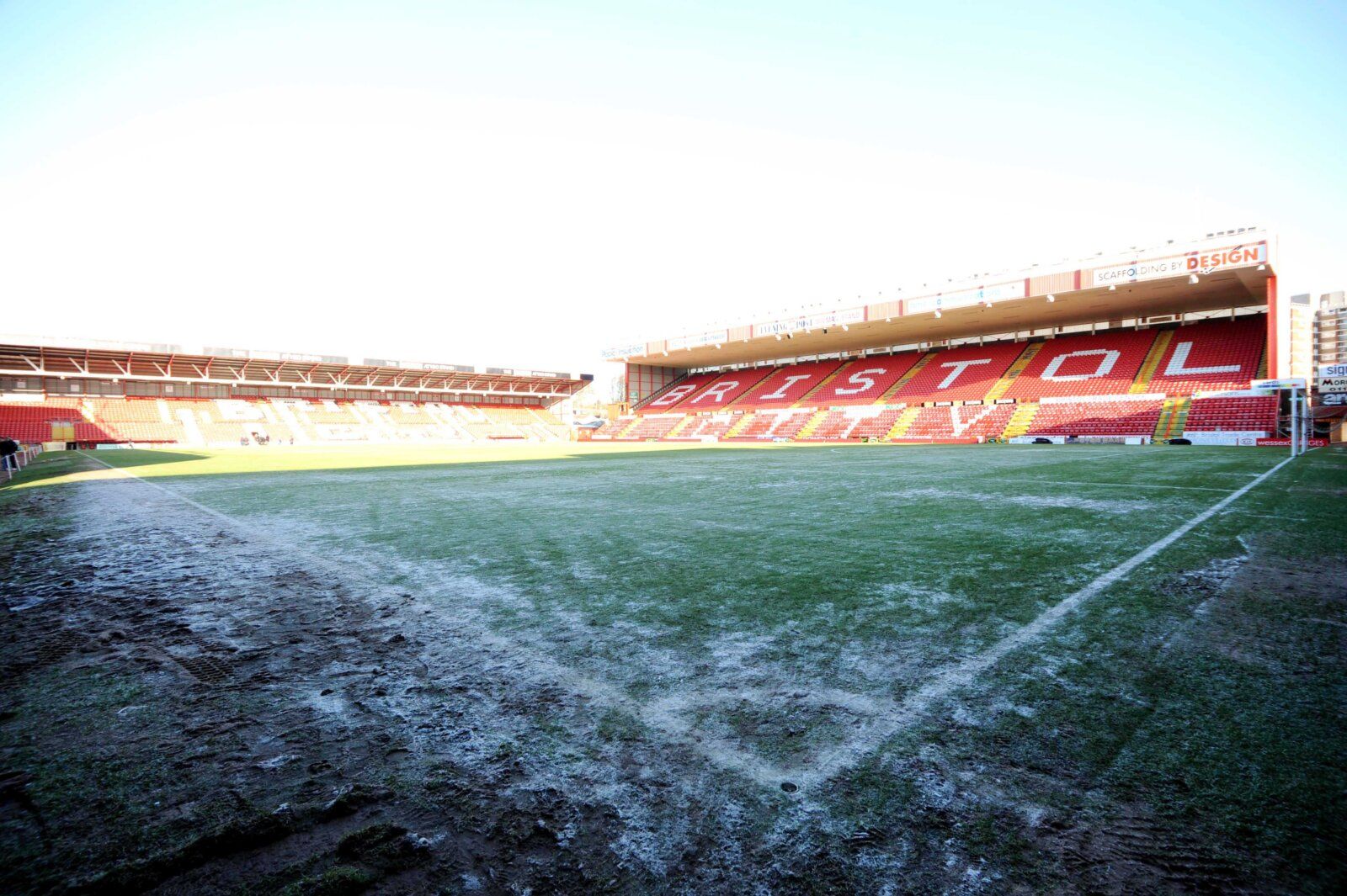Football - Bristol City v Cardiff City FA Cup Third Round  - Ashton Gate - 09/10 - 2/1/10 
General View of the frozen pitch after the match was postponed 
Mandatory Credit: Action Images / Pete Luckhurst 
Livepic