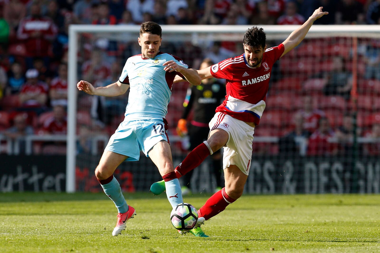 Britain Football Soccer - Middlesbrough v Burnley - Premier League - The Riverside Stadium - 8/4/17 Burnley's Robbie Brady in action with Middlesbrough's Antonio Barragan  Action Images via Reuters / Craig Brough Livepic EDITORIAL USE ONLY. No use with unauthorized audio, video, data, fixture lists, club/league logos or 
