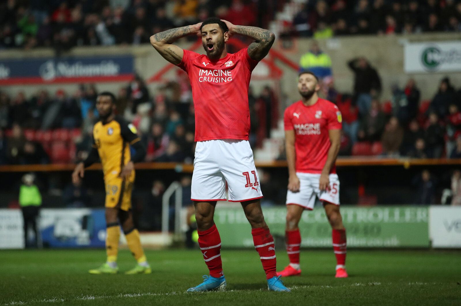 Soccer Football - League Two - Swindon Town v Port Vale - The County Ground, Swindon, Britain - January 25, 2020   Swindon Town's Kaiyne Woolery reacts   Action Images/John Clifton    EDITORIAL USE ONLY. No use with unauthorized audio, video, data, fixture lists, club/league logos or 