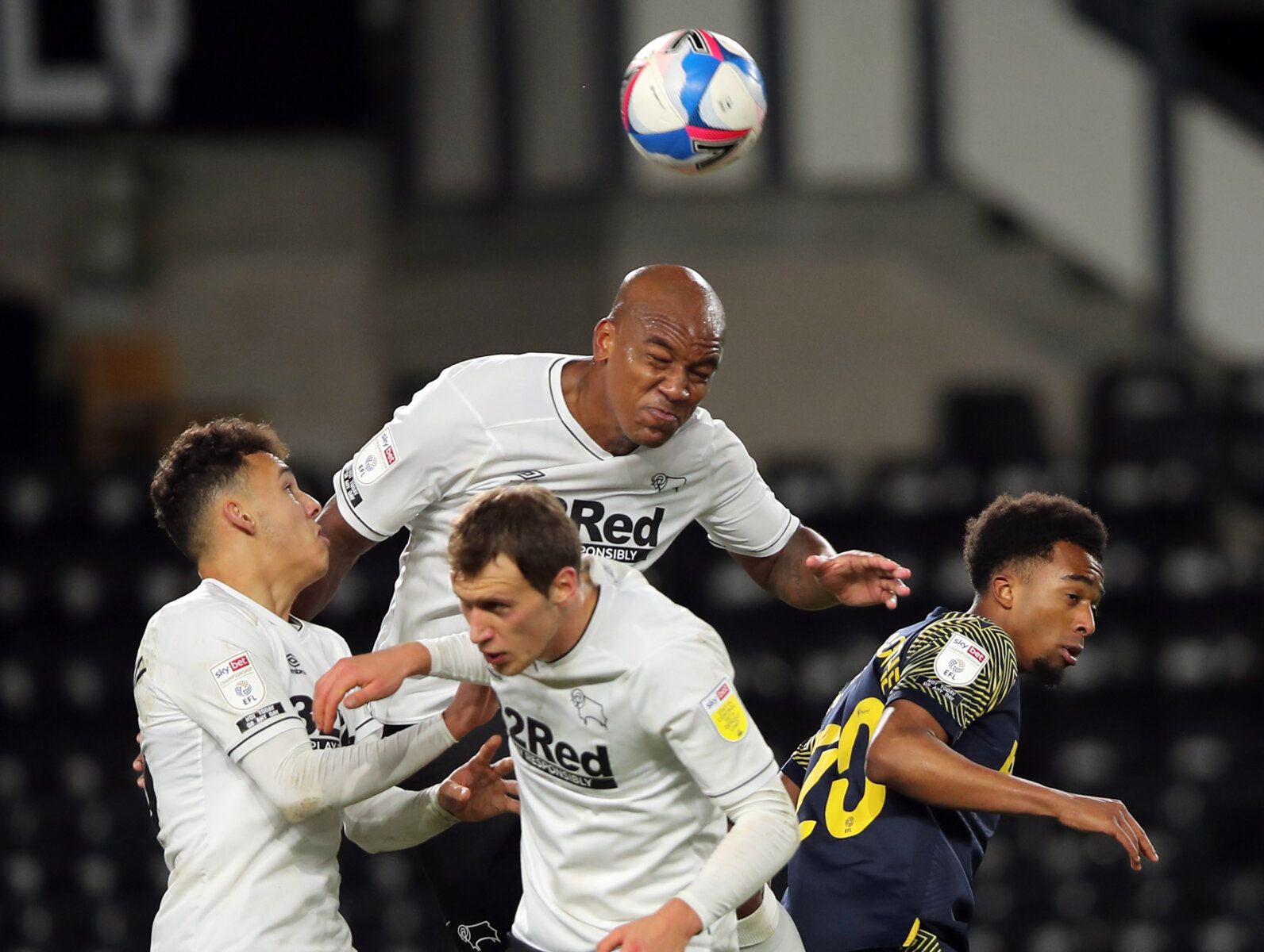 Soccer Football - Championship - Derby County v Stoke City - Pride Park, Derby, Britain - December 12, 2020 Derby County's Andre Wisdom in action Action Images/Molly Darlington EDITORIAL USE ONLY. No use with unauthorized audio, video, data, fixture lists, club/league logos or 'live' services. Online in-match use limited to 75 images, no video emulation. No use in betting, games or single club /league/player publications.  Please contact your account representative for further details.