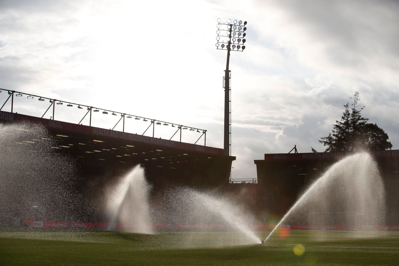 Soccer Football - Pre Season Friendly - AFC Bournemouth v Chelsea - Vitality Stadium, Bournemouth, Britain - July 27, 2021 General view as the pitch is watered before the match Action Images via Reuters/Peter Cziborra