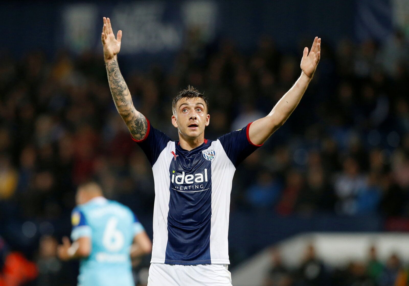 Soccer Football - Championship - West Bromwich Albion v Derby County - The Hawthorns, West Bromwich, Britain - September 14, 2021 West Bromwich Albion's Jordan Hugill reacts Action Images/Ed Sykes