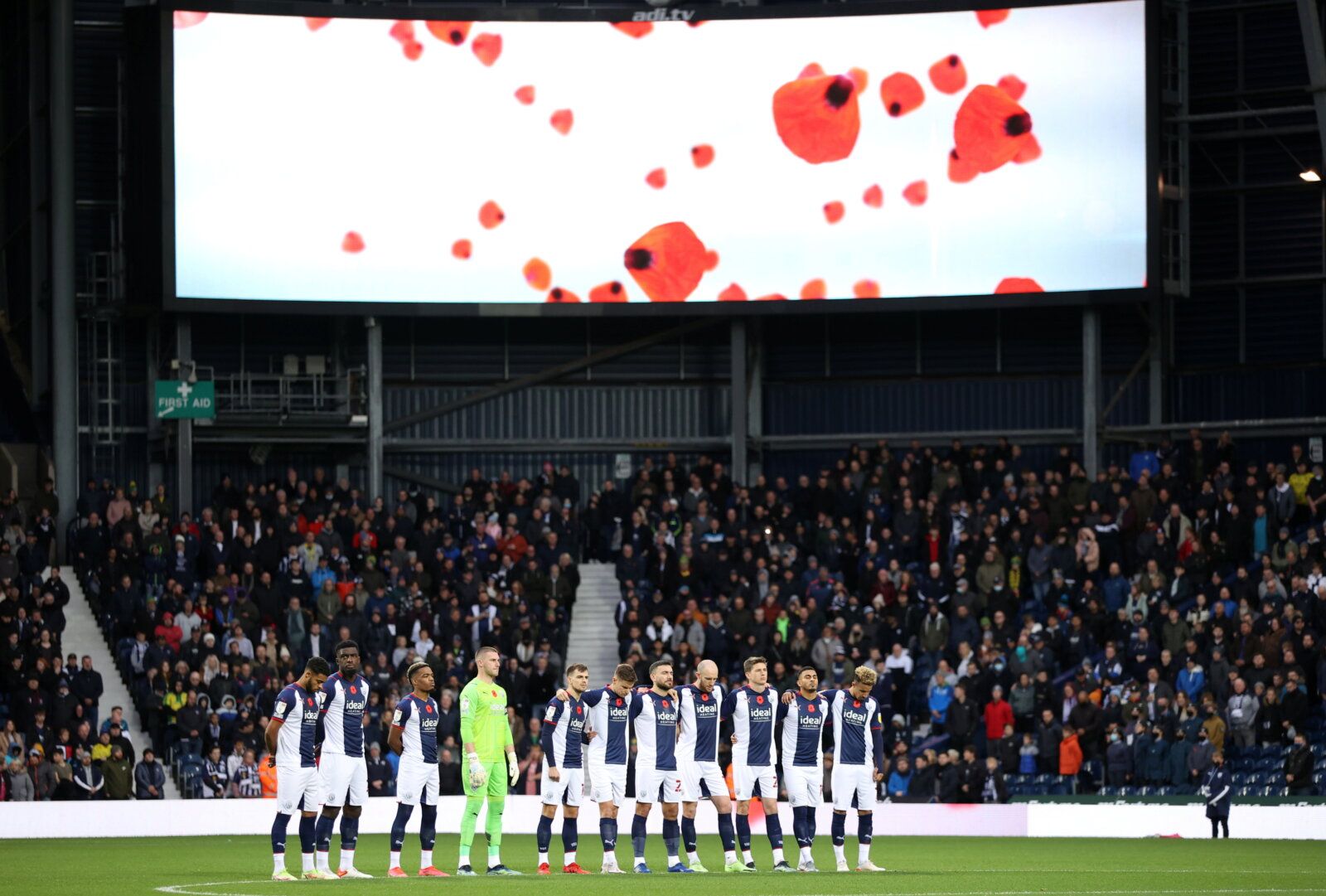 Soccer Football - Championship - West Bromwich Albion v Middlesbrough - The Hawthorns, West Bromwich, Britain - November 6, 2021 General view during a minutes silence as part of remembrance commemorations before the match  Action Images/Molly Darlington  EDITORIAL USE ONLY. No use with unauthorized audio, video, data, fixture lists, club/league logos or 