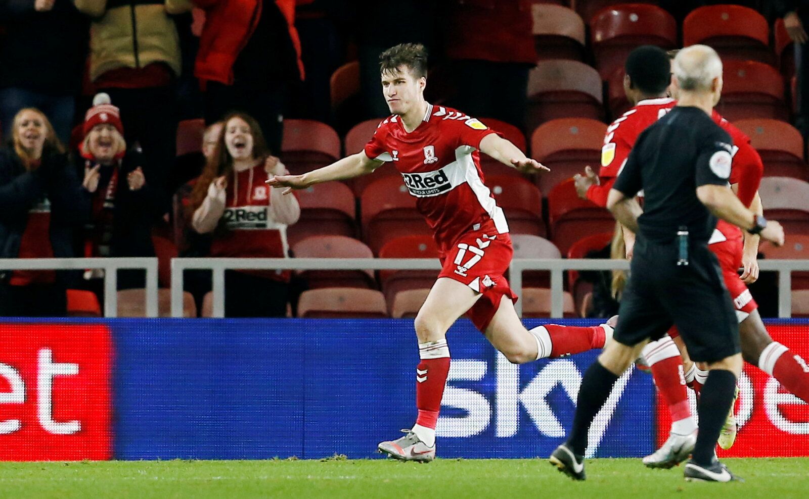 Soccer Football - Championship - Middlesbrough v Preston North End - Riverside Stadium, Middlesbrough, Britain - November 23, 2021 Middlesbrough's Paddy McNair celebrates scoring their first goal   Action Images/Craig Brough