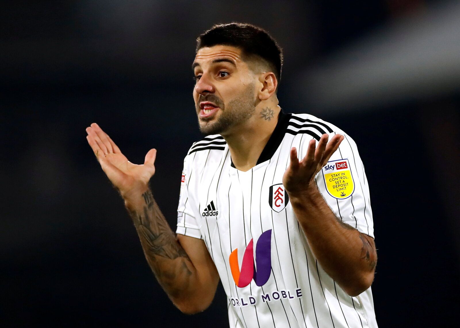 Soccer Football - Championship - Fulham v AFC Bournemouth - Craven Cottage, London, Britain - December 3, 2021 Fulham's Aleksandar Mitrovic reacts Action Images/Andrew Boyers  EDITORIAL USE ONLY. No use with unauthorized audio, video, data, fixture lists, club/league logos or 