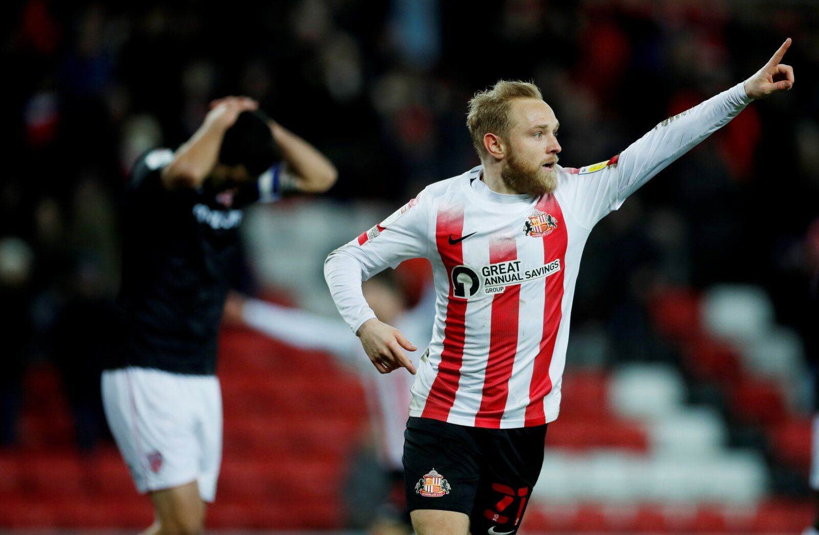 Soccer Football - League One - Sunderland v Morecambe - Stadium of Light, Sunderland, Britain - December 7, 2021  Sunderland?s Alex Pritchard celebrates scoring their third goal   Action Images/Lee Smith  EDITORIAL USE ONLY. No use with unauthorized audio, video, data, fixture lists, club/league logos or 