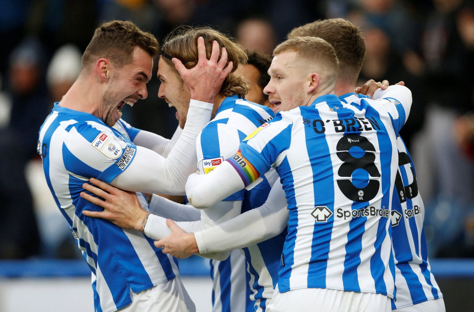 Soccer Football - Championship - Huddersfield Town v Coventry City - John Smith's Stadium, Huddersfield, Britain - December 11, 2021 Huddersfield Town's Danny Ward celebrates scoring their first goal  Action Images/Ed Sykes  EDITORIAL USE ONLY. No use with unauthorized audio, video, data, fixture lists, club/league logos or 