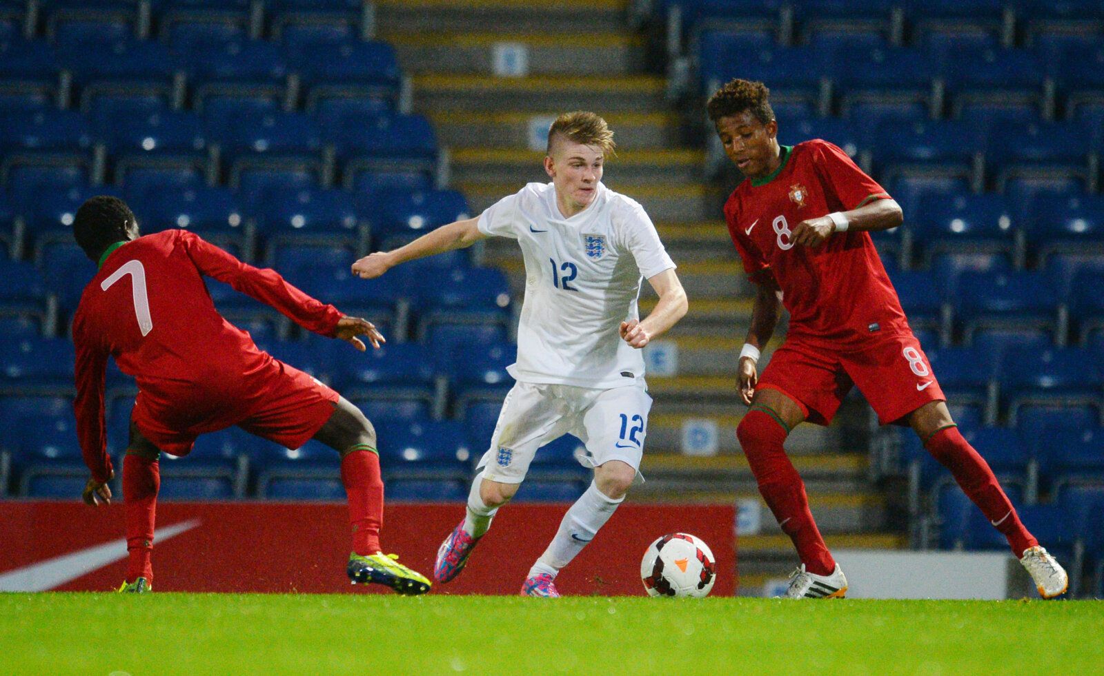 Football - England v Portugal - FA Under 17 International Tournament - Proact Stadium, Chesterfield - 29/8/14 
England's Hayden Coulson in action against Gedson - Portugal  
Mandatory Credit: Action Images / Paul Currie 
EDITORIAL USE ONLY.