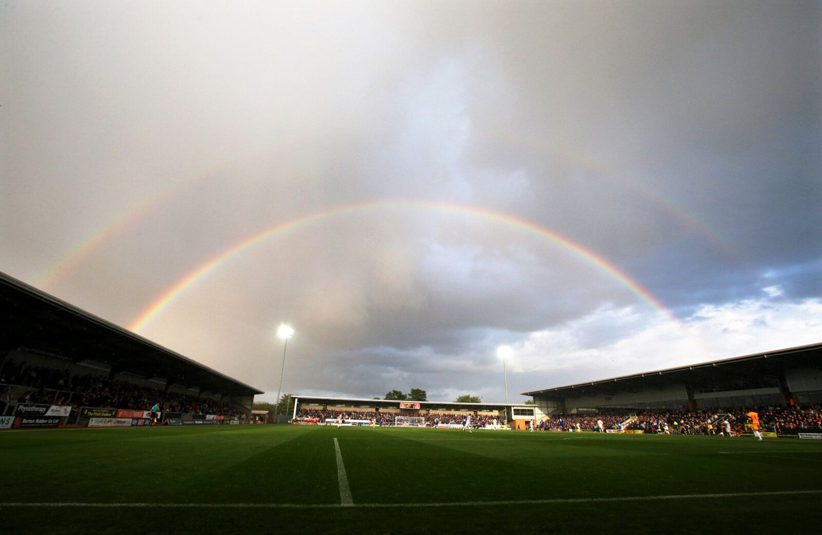 Football - Burton Albion v Leicester City - Pre Season Friendly - Pirelli Stadium - 28/7/15 
General view of a rainbow over the ground 
Mandatory Credit: Action Images / John Clifton 
Livepic 
EDITORIAL USE ONLY.