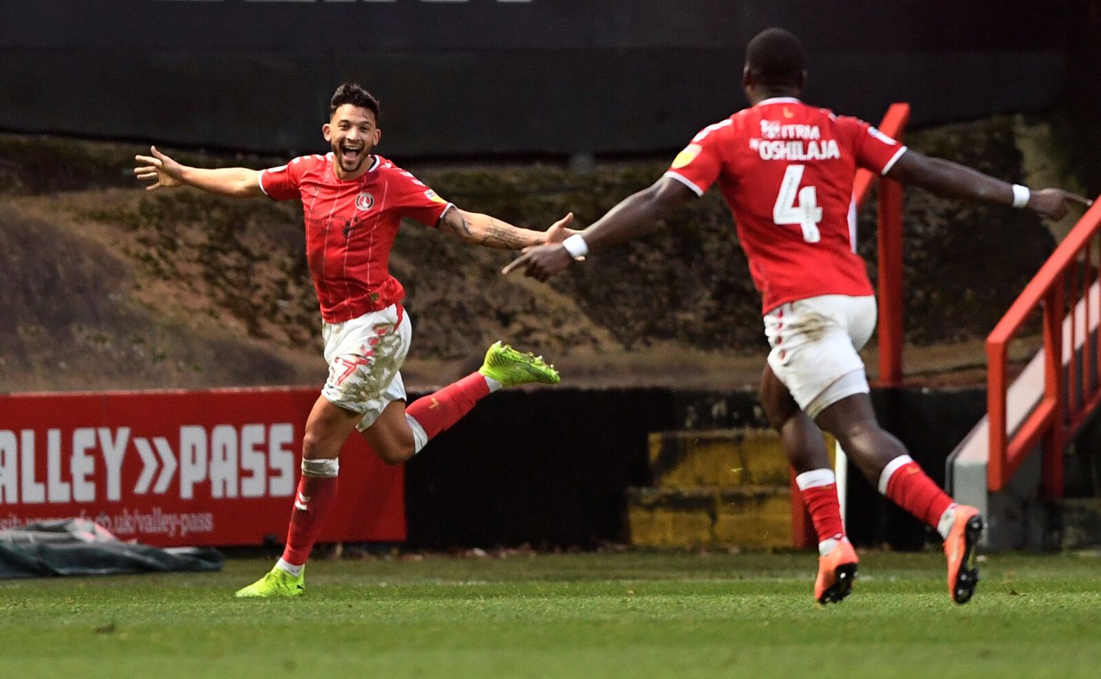 Soccer Football - Championship - Charlton Athletic v Bristol City - The Valley, London, Britain - December 26, 2019  Charlton's Macauley Bonne celebrates scoring their first goal  Action Images/Tony O'Brien  EDITORIAL USE ONLY. No use with unauthorized audio, video, data, fixture lists, club/league logos or 