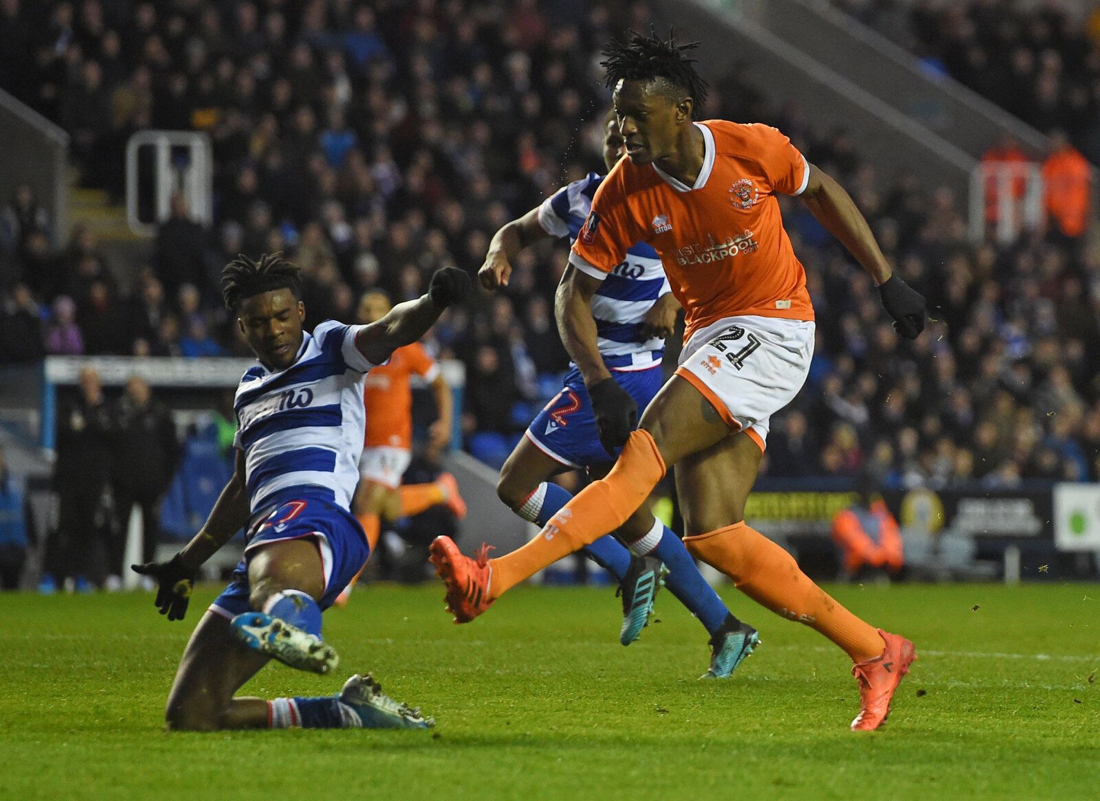 Soccer Football - FA Cup - Third Round - Reading v Blackpool - Madejski Stadium, Reading, Britain - January 4, 2020   Blackpool's Armand Gnanduillet scores their second goal    Action Images/Alan Walter
