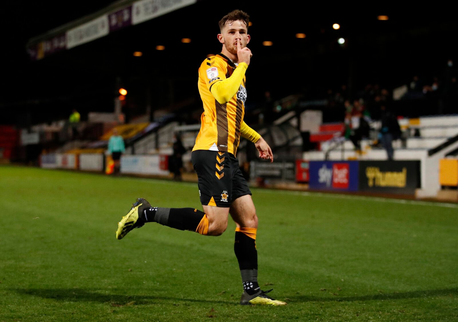 Soccer Football - League Two - Cambridge United v Salford City - Abbey Stadium, Cambridge, Britain - November 3, 2020 Cambridge United's Jack Iredale celebrates after scoring their first goal Action Images/Andrew Boyers EDITORIAL USE ONLY. No use with unauthorized audio, video, data, fixture lists, club/league logos or 'live' services. Online in-match use limited to 75 images, no video emulation. No use in betting, games or single club /league/player publications.  Please contact your account re