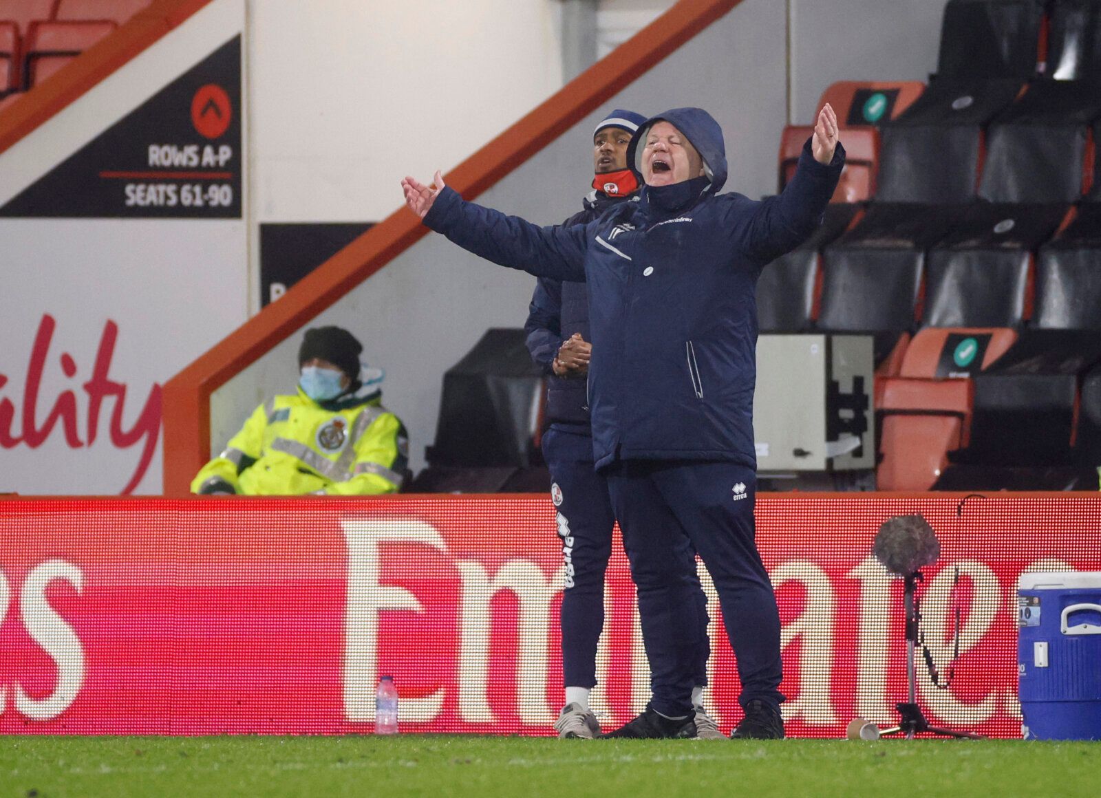 Soccer Football - FA Cup - Fourth Round - AFC Bournemouth v Crawley Town - Vitality Stadium, Bournemouth, Britain - January 26, 2021 Crawley Town's manager John Yems reacts Action Images/John Sibley