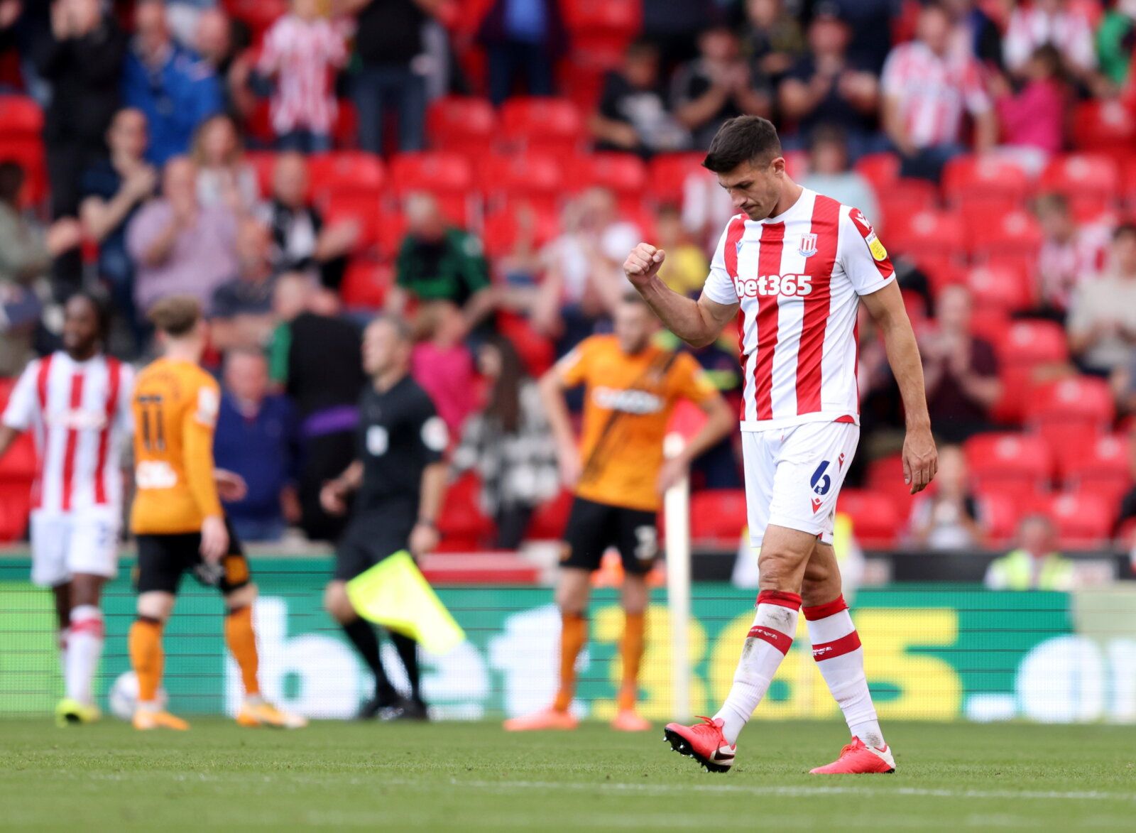 Soccer Football - England - Championship - Stoke City v Hull City - bet365 Stadium, Stoke-on-Trent, Britain - September 25, 2021  Stoke City's Danny Batth celebrates after the match   Action Images/John Clifton   EDITORIAL USE ONLY. No use with unauthorized audio, video, data, fixture lists, club/league logos or 