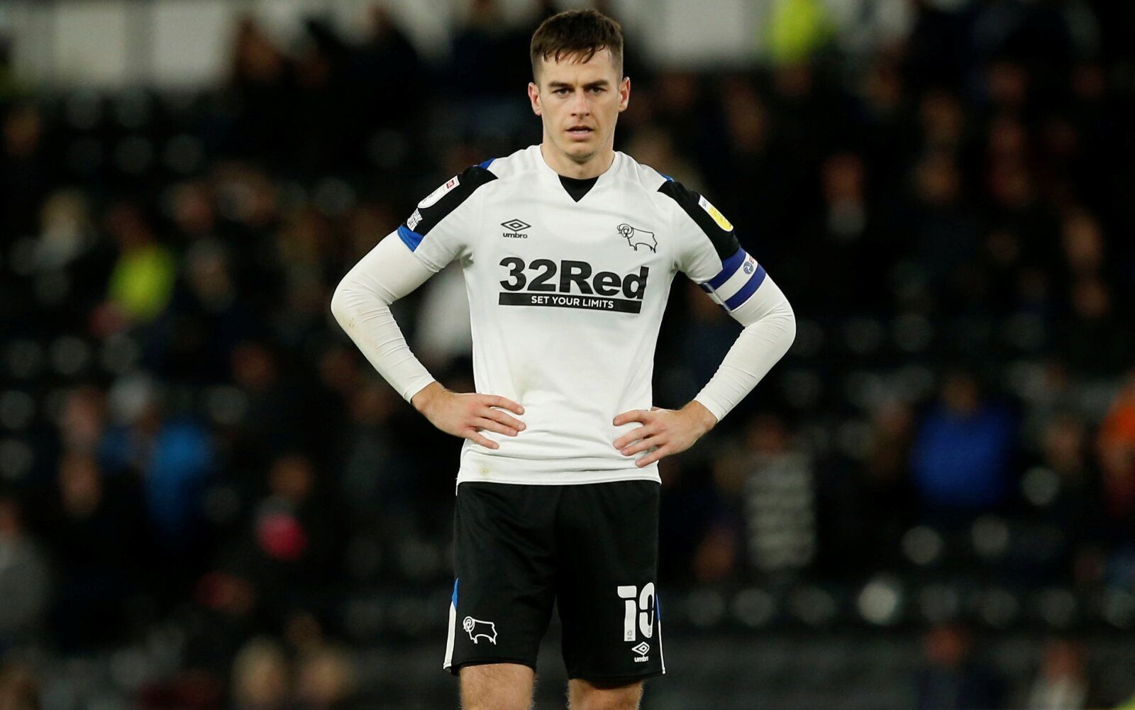 Soccer Football - Championship - Derby County v Reading - Pride Park, Derby, Britain - September 29, 2021 Derby County's Tom Lawrence  Action Images/Craig Brough  EDITORIAL USE ONLY. No use with unauthorized audio, video, data, fixture lists, club/league logos or 
