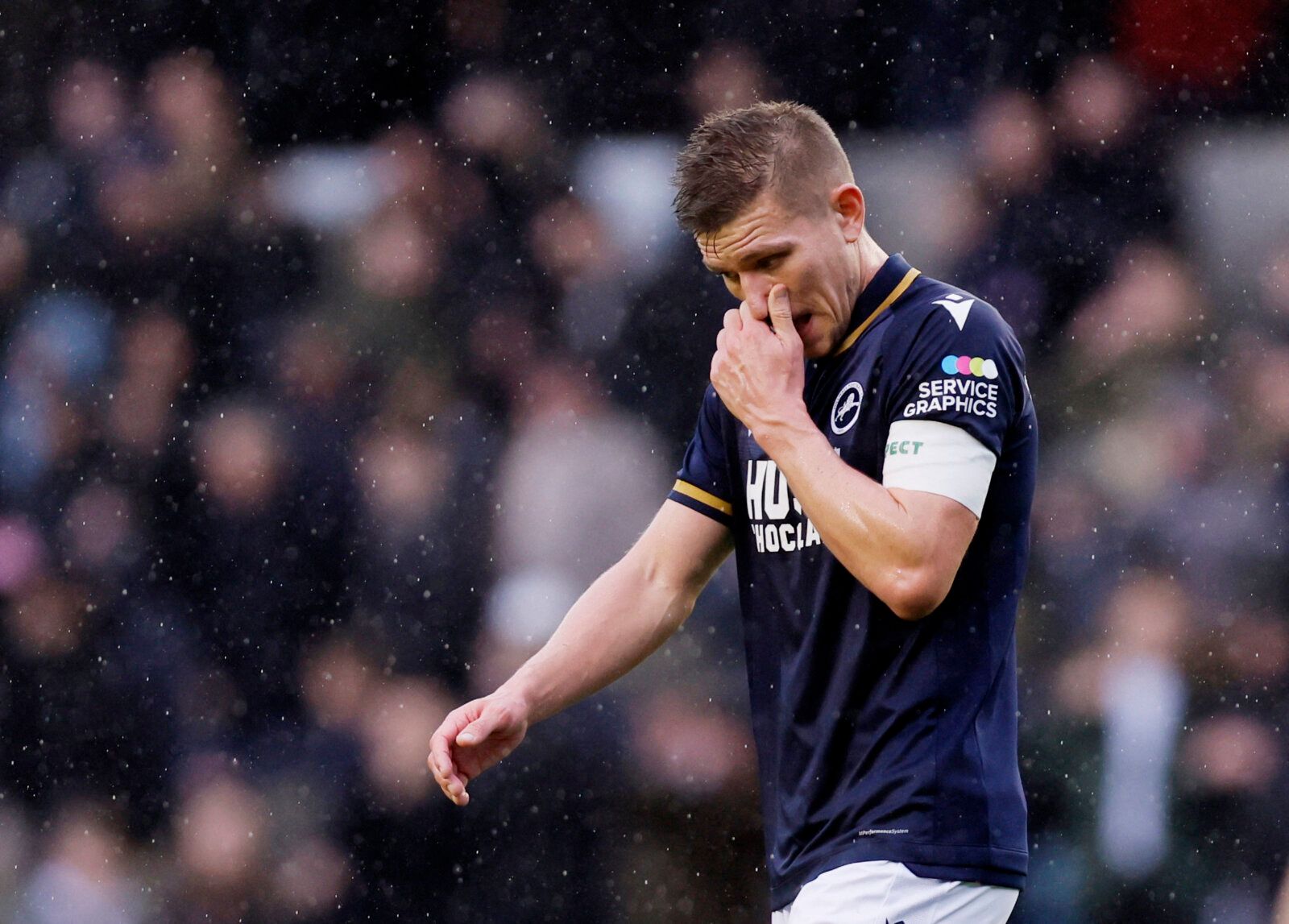 Soccer Football - FA Cup Third Round - Millwall v Crystal Palace - The Den, London, Britain - January 8, 2022 Millwall's Shaun Hutchinson reacts Action Images via Reuters/Andrew Couldridge