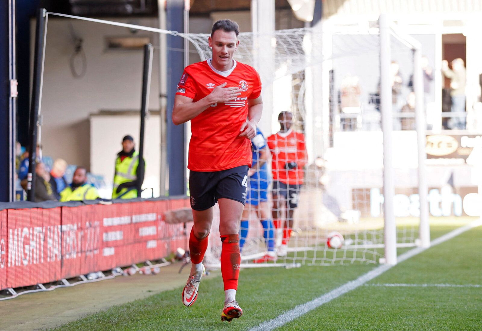 Soccer Football - FA Cup Third Round - Luton Town v Harrogate Town - Kenilworth Road, Luton, Britain - January 9, 2022 Luton Town's Kal Naismith celebrates scoring their third goal Action Images via Reuters/Andrew Couldridge