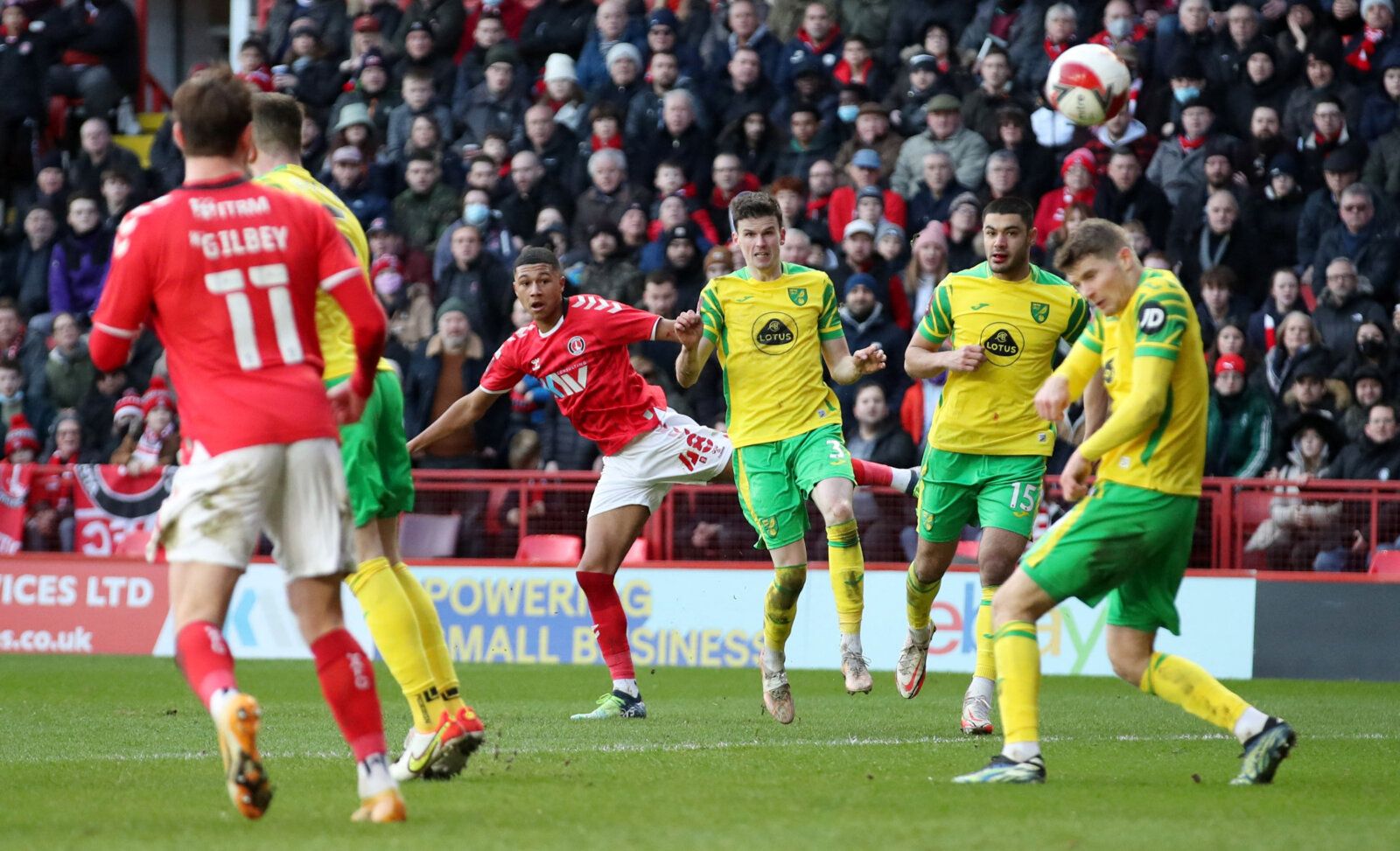 Soccer Football - FA Cup Third Round - Charlton Athletic v Norwich City - The Valley, London, Britain - January 9, 2022 Charlton Athletic's Mason Burstow shoots at goal Action Images via Reuters/Peter Cziborra