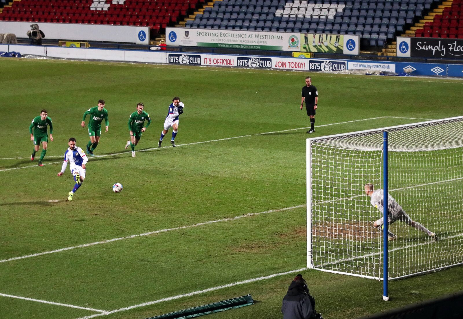 Soccer Football - Championship - Blackburn Rovers v Preston North End - Ewood Park, Blackburn, Britain - February 12, 2021 Blackburn Rovers' Adam Armstrong scores their first goal from the penalty spot Action Images/Molly Darlington EDITORIAL USE ONLY. No use with unauthorized audio, video, data, fixture lists, club/league logos or 'live' services. Online in-match use limited to 75 images, no video emulation. No use in betting, games or single club /league/player publications.  Please contact yo