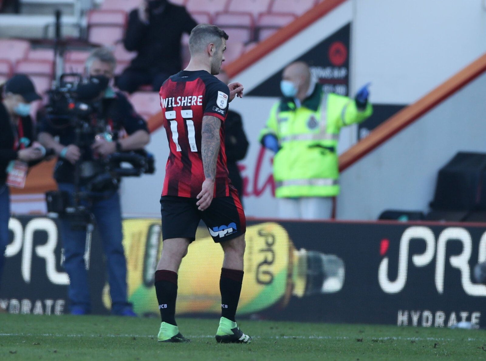 Soccer Football - Championship - AFC Bournemouth v Watford - Vitality Stadium, Bournemouth, Britain - February 27, 2021 Bournemouth’s Jack Wilshere walks off after being shown a red card Action Images/Peter Cziborra EDITORIAL USE ONLY. No use with unauthorized audio, video, data, fixture lists, club/league logos or 'live' services. Online in-match use limited to 75 images, no video emulation. No use in betting, games or single club /league/player publications.  Please contact your account repres