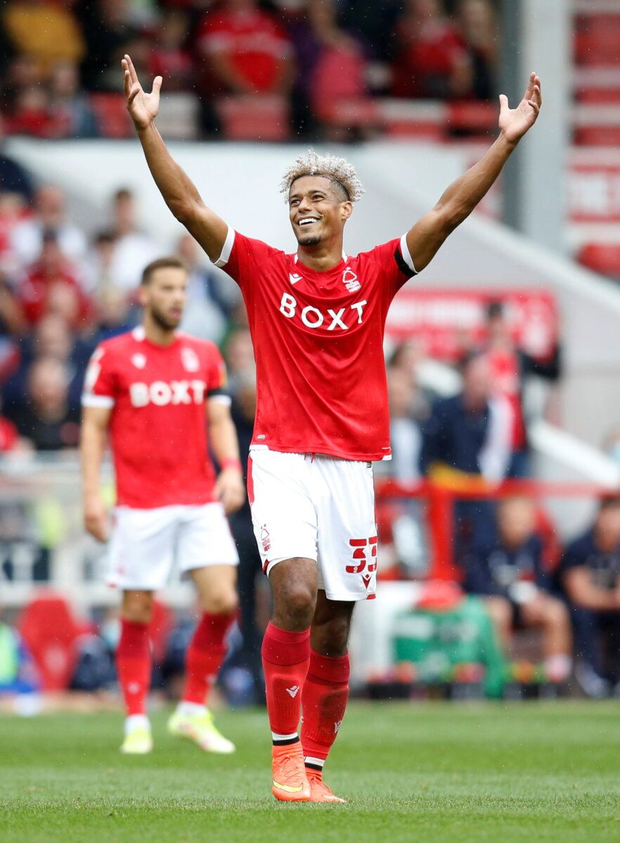 Soccer Football - Championship - Nottingham Forest v Cardiff City - The City Ground, Nottingham, Britain - September 12, 2021  Nottingham Forest's Lyle Taylor reacts    Action Images/Ed Sykes