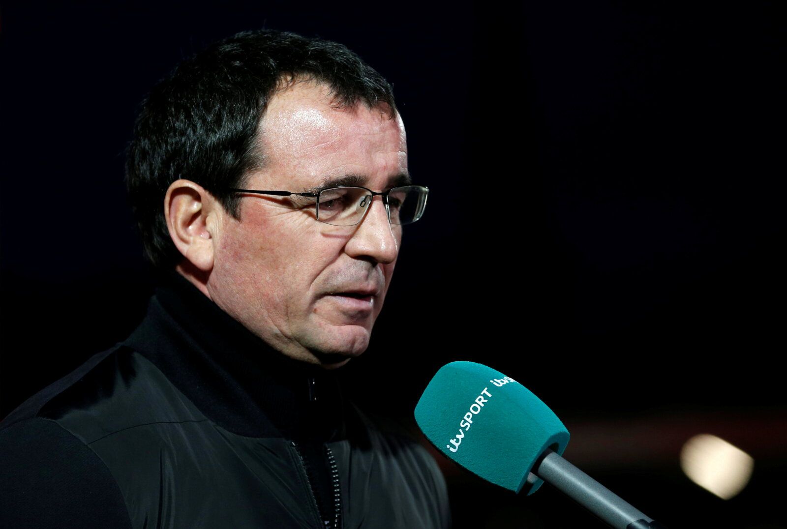 Soccer Football - FA Cup Second Round - Salford City v Chesterfield - The Peninsula Stadium, Salford, Britain - December 5, 2021 Salford City manager Gary Bowyer being interviewed before the match   Action Images/Ed Sykes