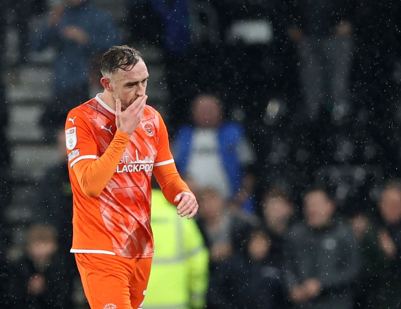 Soccer Football - Championship - Derby County v Blackpool - Pride Park, Derby, Britain - December 11, 2021  Blackpool's Richard Keogh after the match   Action Images/Molly Darlington  EDITORIAL USE ONLY. No use with unauthorized audio, video, data, fixture lists, club/league logos or 