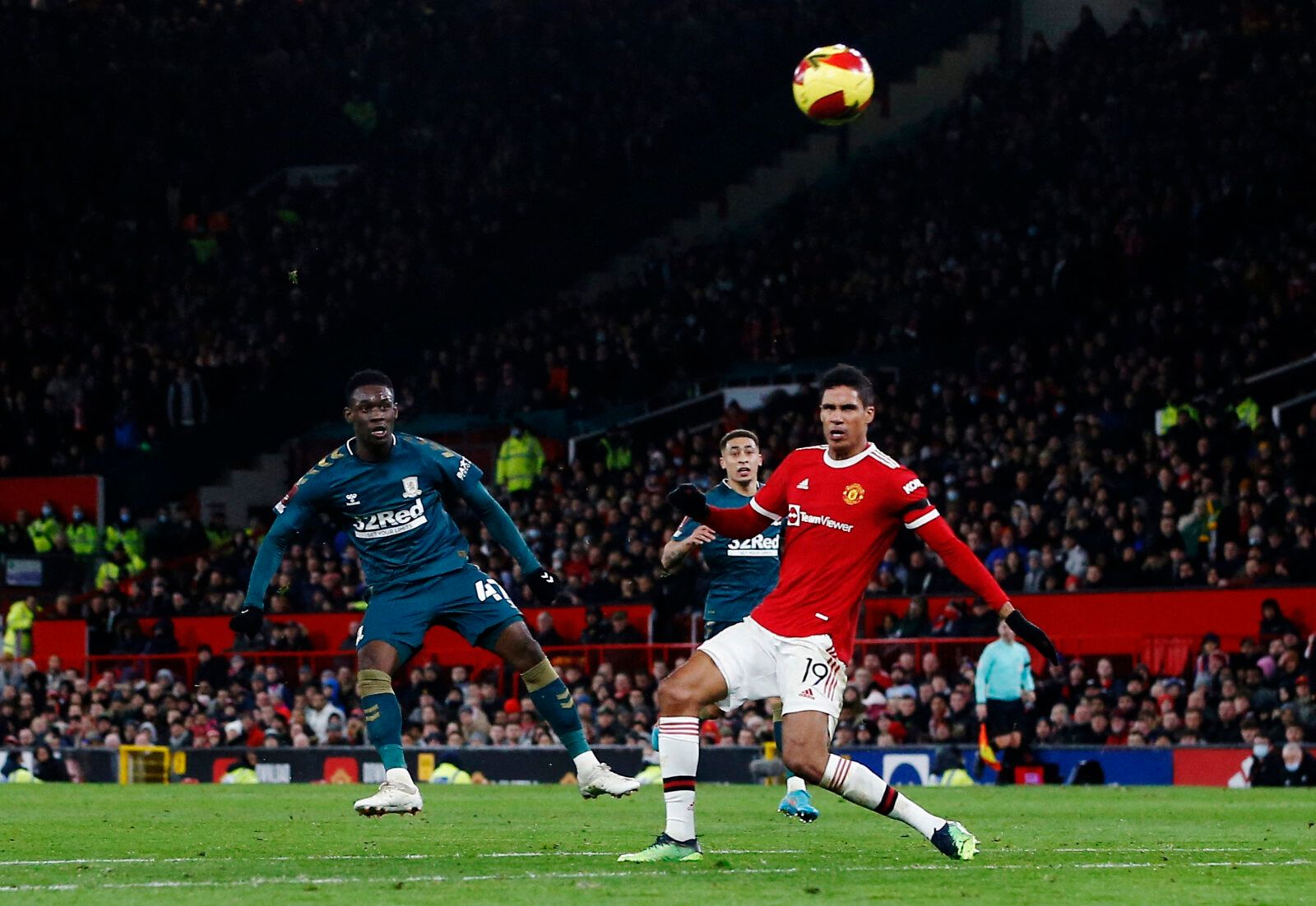 Soccer Football - FA Cup Fourth Round - Manchester United v Middlesbrough - Old Trafford, Manchester, Britain - February 4, 2022 Middlesbrough's Folarin Balogun shoots at goal REUTERS/Craig Brough