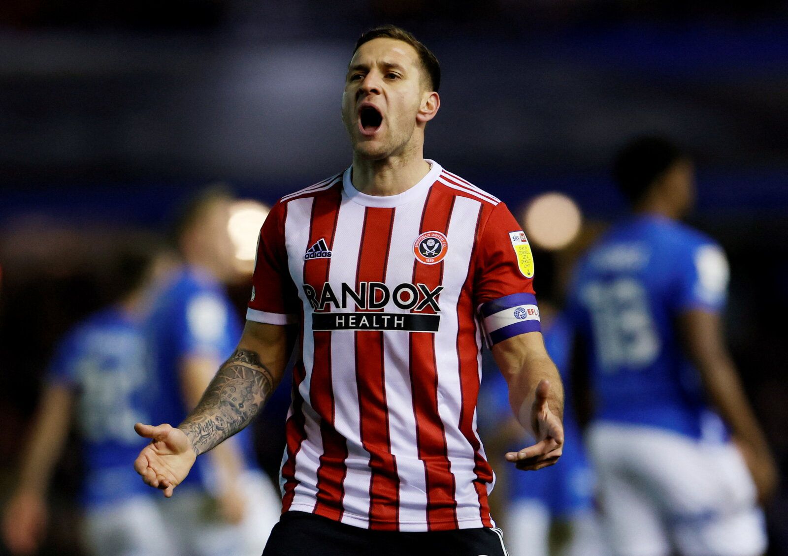 Soccer Football - Championship - Birmingham City v Sheffield United - St Andrew's, Birmingham, Britain - February 4, 2022 Sheffield United's Billy Sharp celebrates scoring their first goal  Action Images/Jason Cairnduff  EDITORIAL USE ONLY. No use with unauthorized audio, video, data, fixture lists, club/league logos or 'live' services. Online in-match use limited to 75 images, no video emulation. No use in betting, games or single club /league/player publications. Please contact your account re