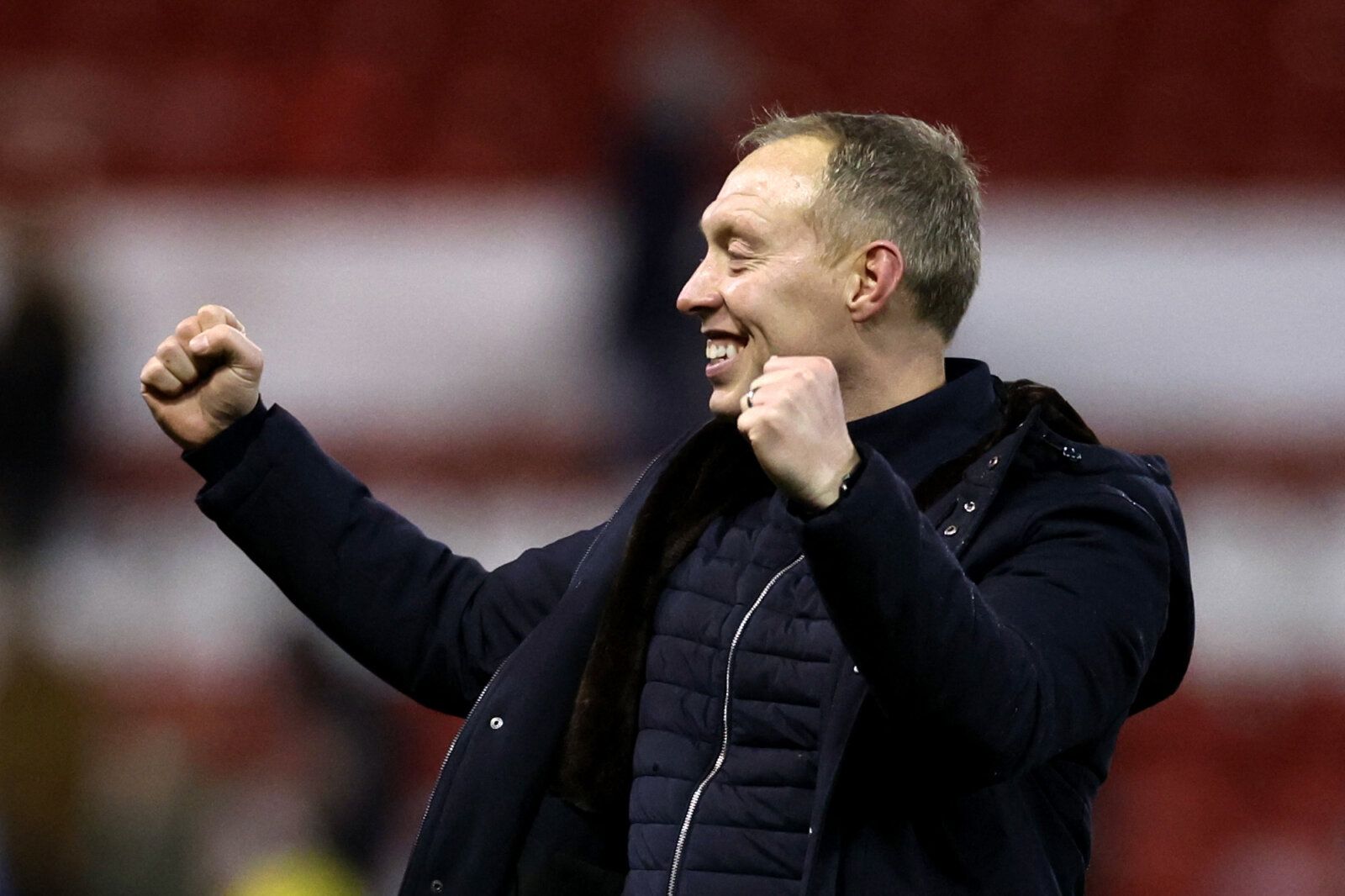 Soccer Football - FA Cup - Fourth Round - Nottingham Forest v Leicester City - The City Ground, Nottingham, Britain - February 6, 2022 Nottingham Forest manager Steve Cooper celebrates after the match Action Images via Reuters/Carl Recine