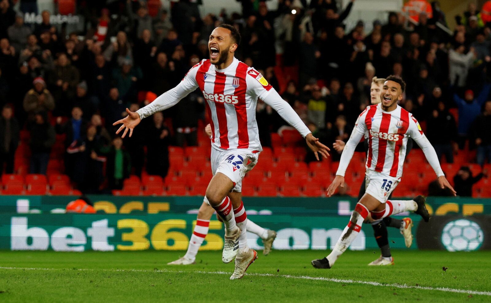 Soccer Football - Championship - Stoke City v Swansea City - bet365 Stadium, Stoke-on-Trent, Britain - February 8, 2022  Stoke City's Lewis Baker celebrates scoring their second goal  Action Images/Jason Cairnduff  EDITORIAL USE ONLY. No use with unauthorized audio, video, data, fixture lists, club/league logos or 