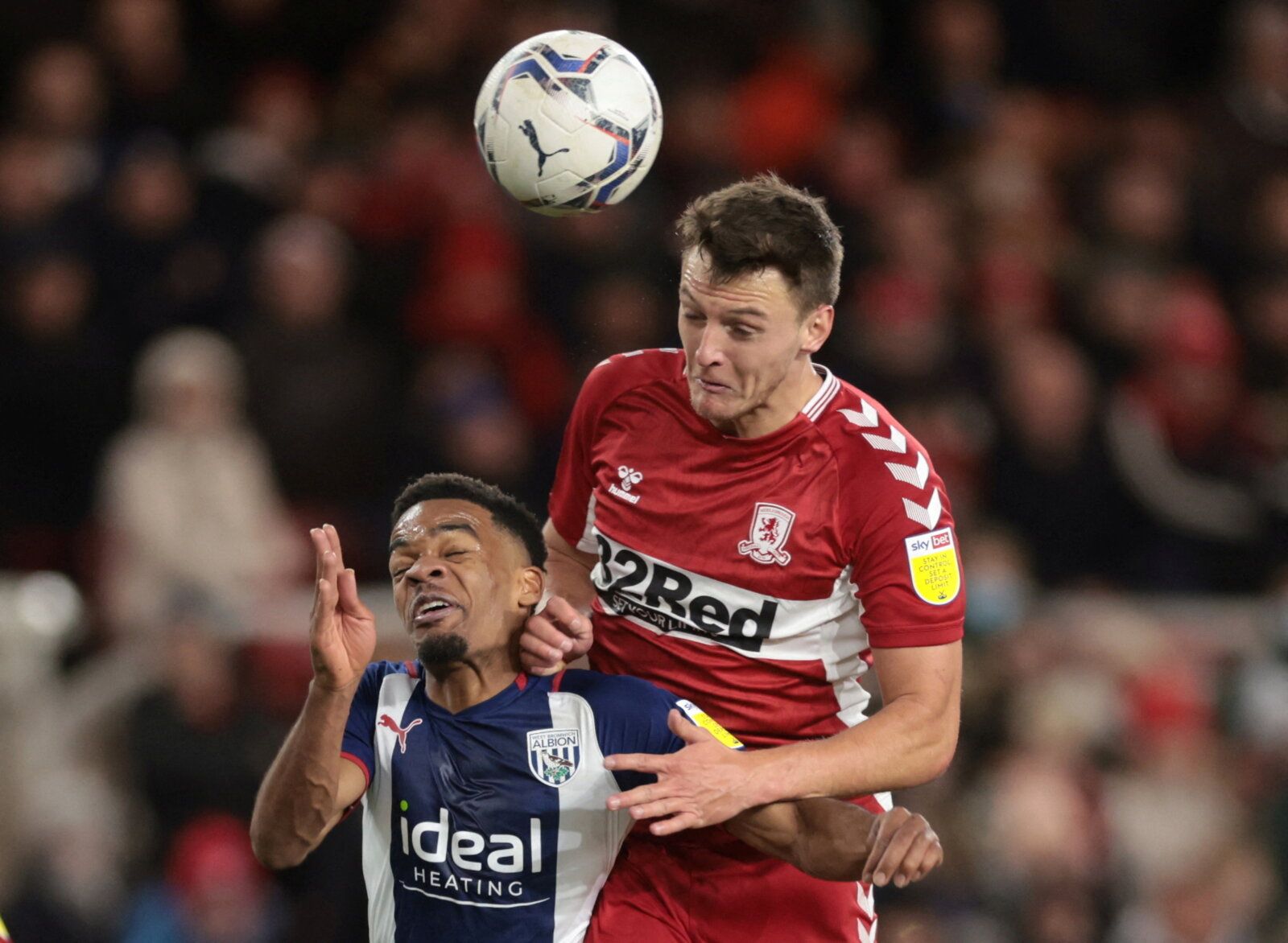 Soccer Football - Championship - Middlesbrough v West Bromwich Albion - Riverside Stadium, Middlesbrough, Britain - February 22, 2022  Middlesbrough?s Dael Fry in action with West Brom Albion?s Grady Diangana Action Images/Lee Smith