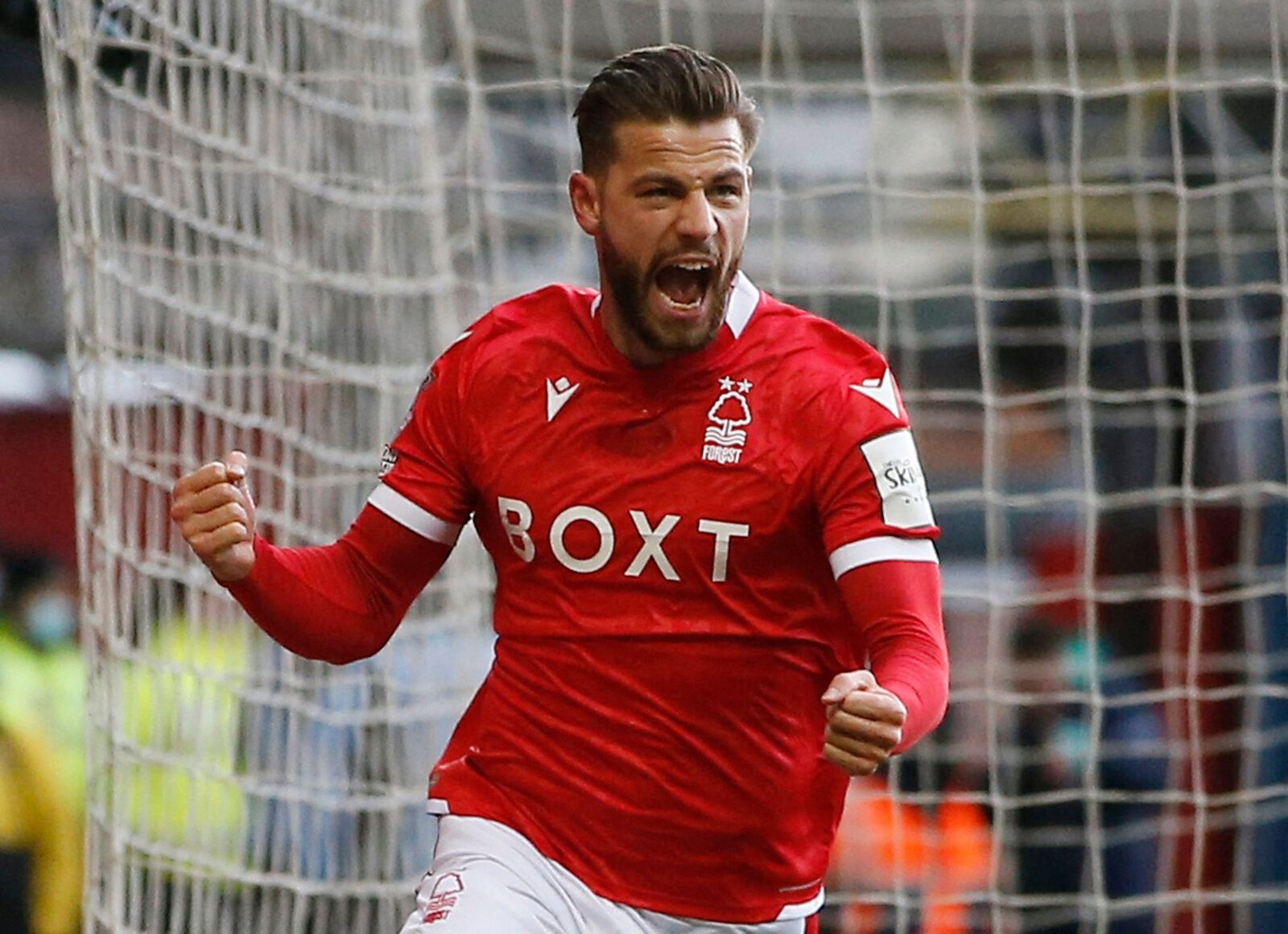 Soccer Football - FA Cup - Fourth Round - Nottingham Forest v Leicester City - The City Ground, Nottingham, Britain - February 6, 2022 Nottingham Forest's Philip Zinckernagel celebrates scoring their first goal REUTERS/Craig Brough