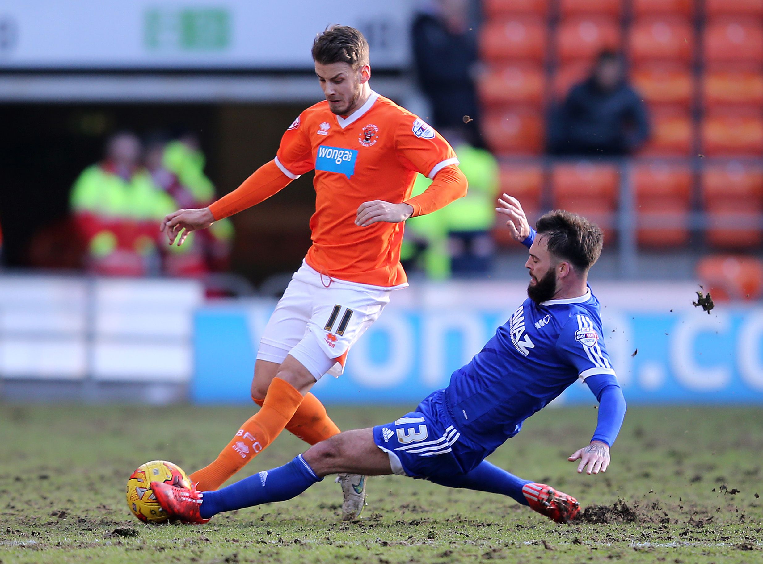 Football - Blackpool v Nottingham Forest - Sky Bet Football League Championship - Bloomfield Road - 14/2/15 
Andrea Orlandi of Blackpool in action with Danny Fox of Nottingham Forest  
Mandatory Credit: Action Images / John Clifton 
Livepic 
EDITORIAL USE ONLY. No use with unauthorized audio, video, data, fixture lists, club/league logos or 