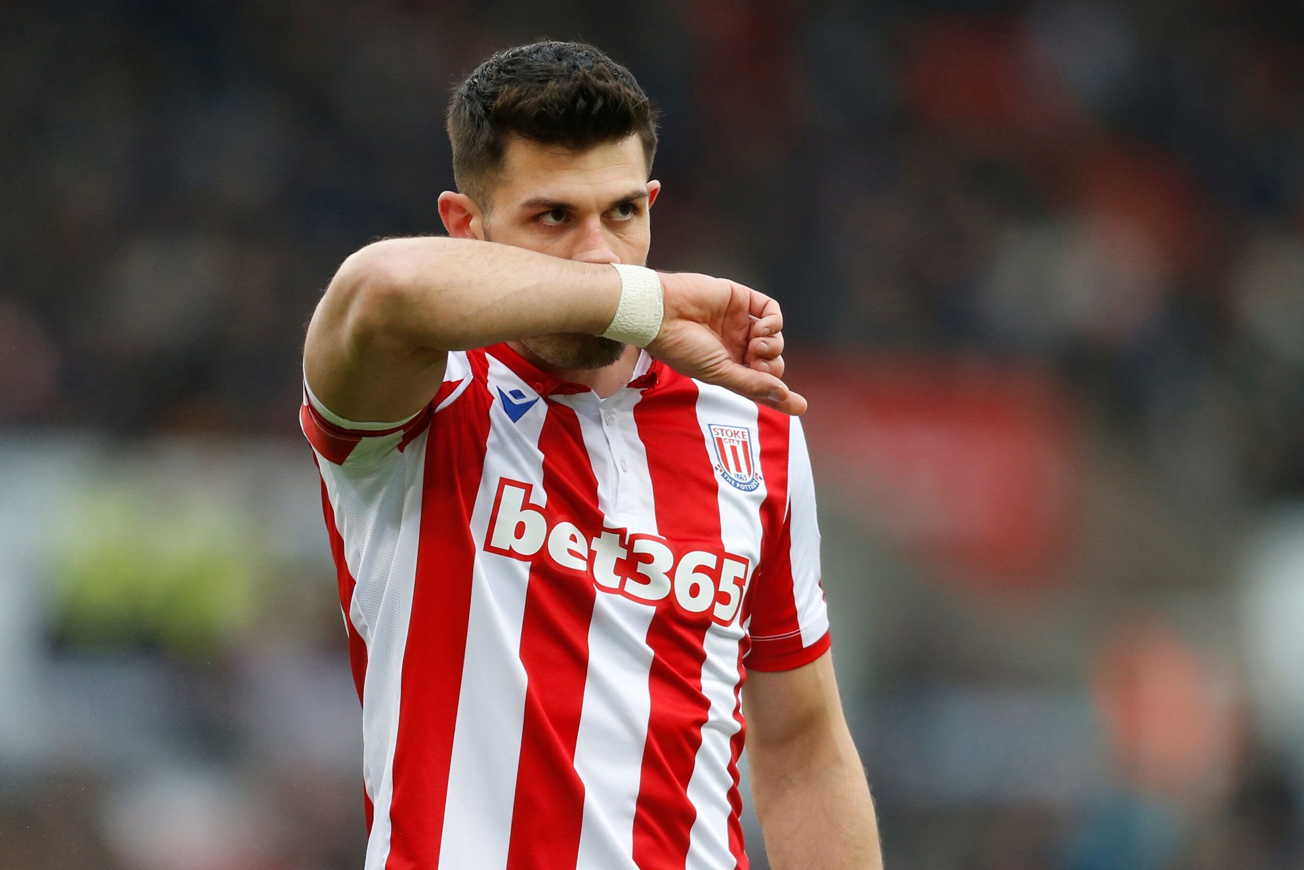 Soccer Football - Championship - Stoke City v Swansea City - bet365 Stadium, Stoke-on-Trent, Britain - January 25, 2020  Stoke City's Danny Batth   Action Images/Ed Sykes  EDITORIAL USE ONLY. No use with unauthorized audio, video, data, fixture lists, club/league logos or 