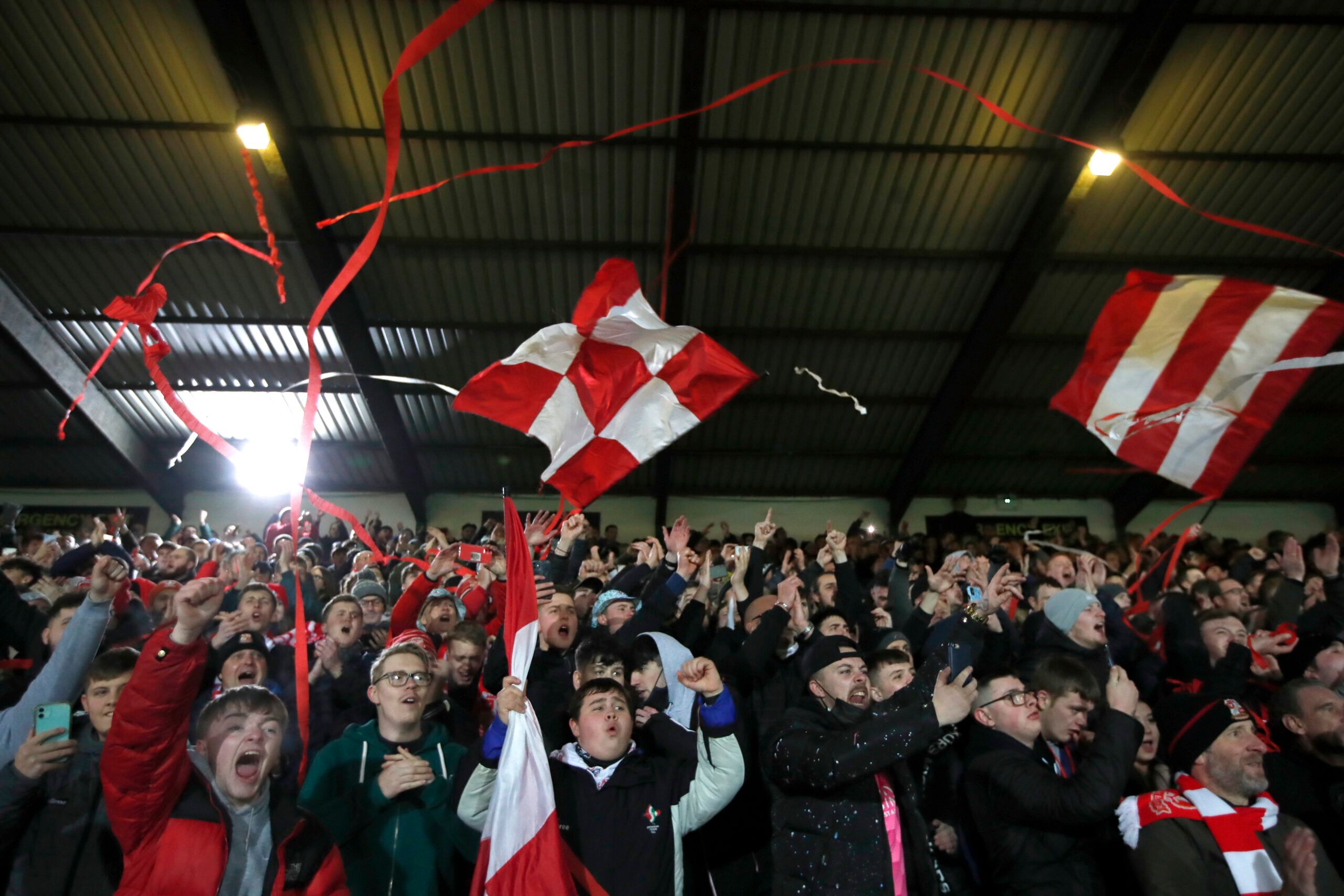 Soccer Football - FA Cup Third Round - Swindon Town v Manchester City - County Ground, Swindon, Britain - January 7, 2022 Swindon Town fans in the stands before the match Action Images via Reuters/Paul Childs