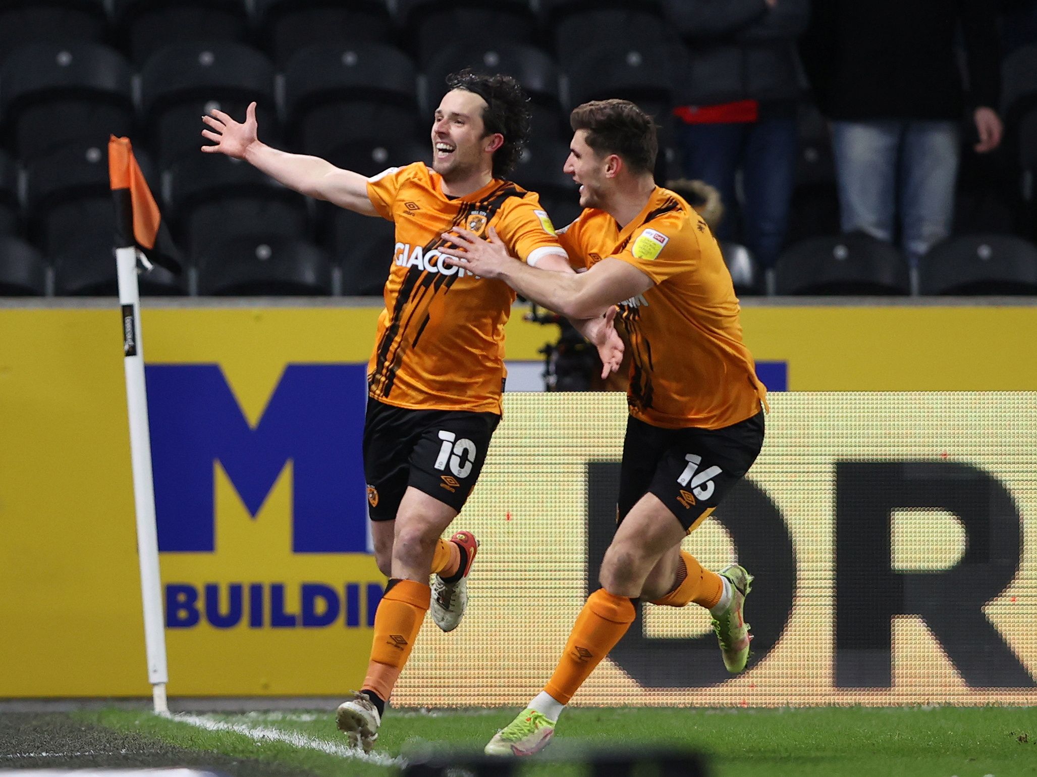 Soccer Football - Championship - Hull City v Blackburn Rovers - KCOM Stadium, Hull, Britain - January 19, 2022  Hull City's George Honeyman celebrates after scoring their first goal  Action Images/Molly Darlington  EDITORIAL USE ONLY. No use with unauthorized audio, video, data, fixture lists, club/league logos or 