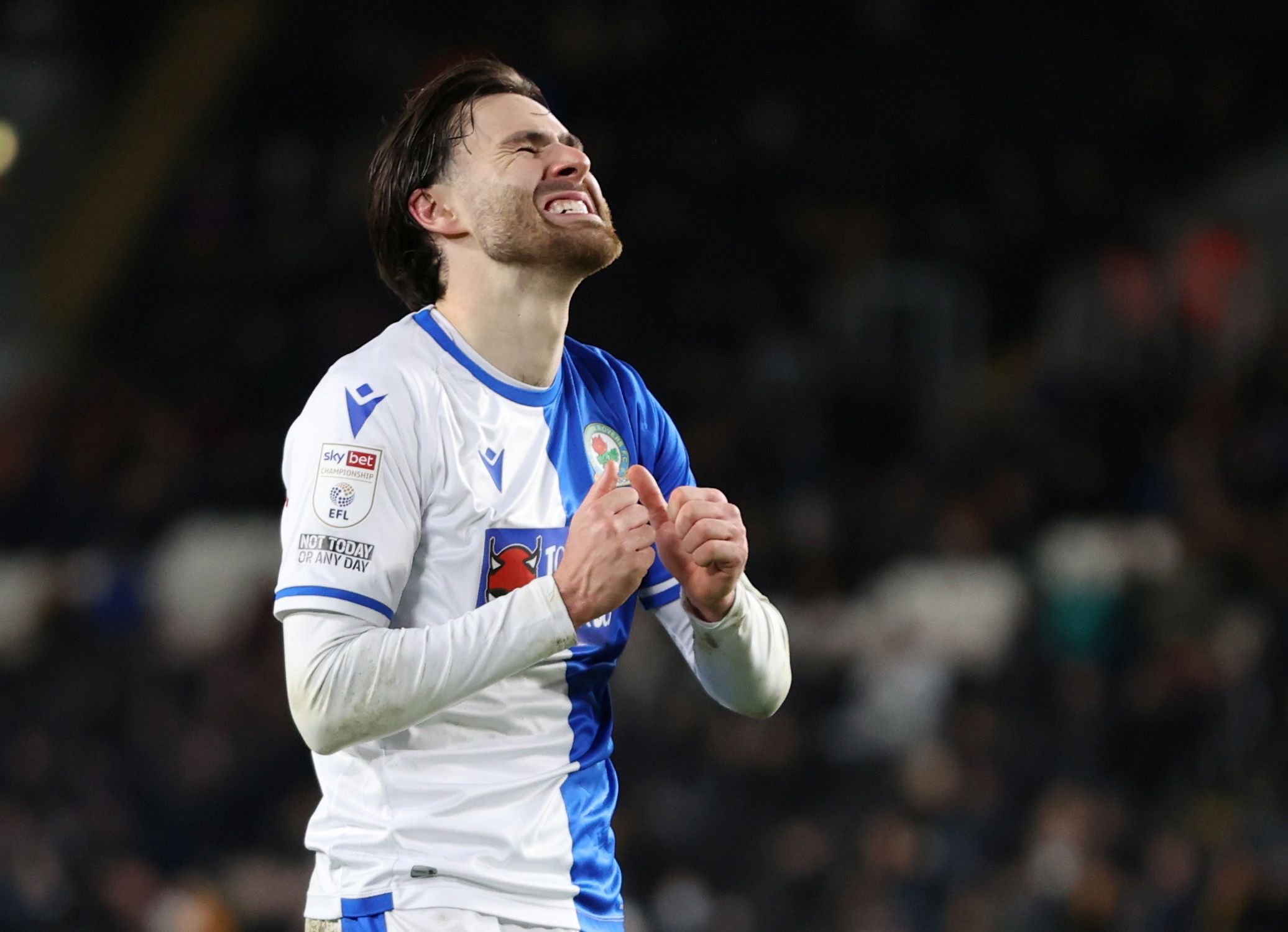Soccer Football - Championship - Hull City v Blackburn Rovers - KCOM Stadium, Hull, Britain - January 19, 2022  Blackburn Rovers' Ben Brereton Diaz reacts  Action Images/Molly Darlington  EDITORIAL USE ONLY. No use with unauthorized audio, video, data, fixture lists, club/league logos or 