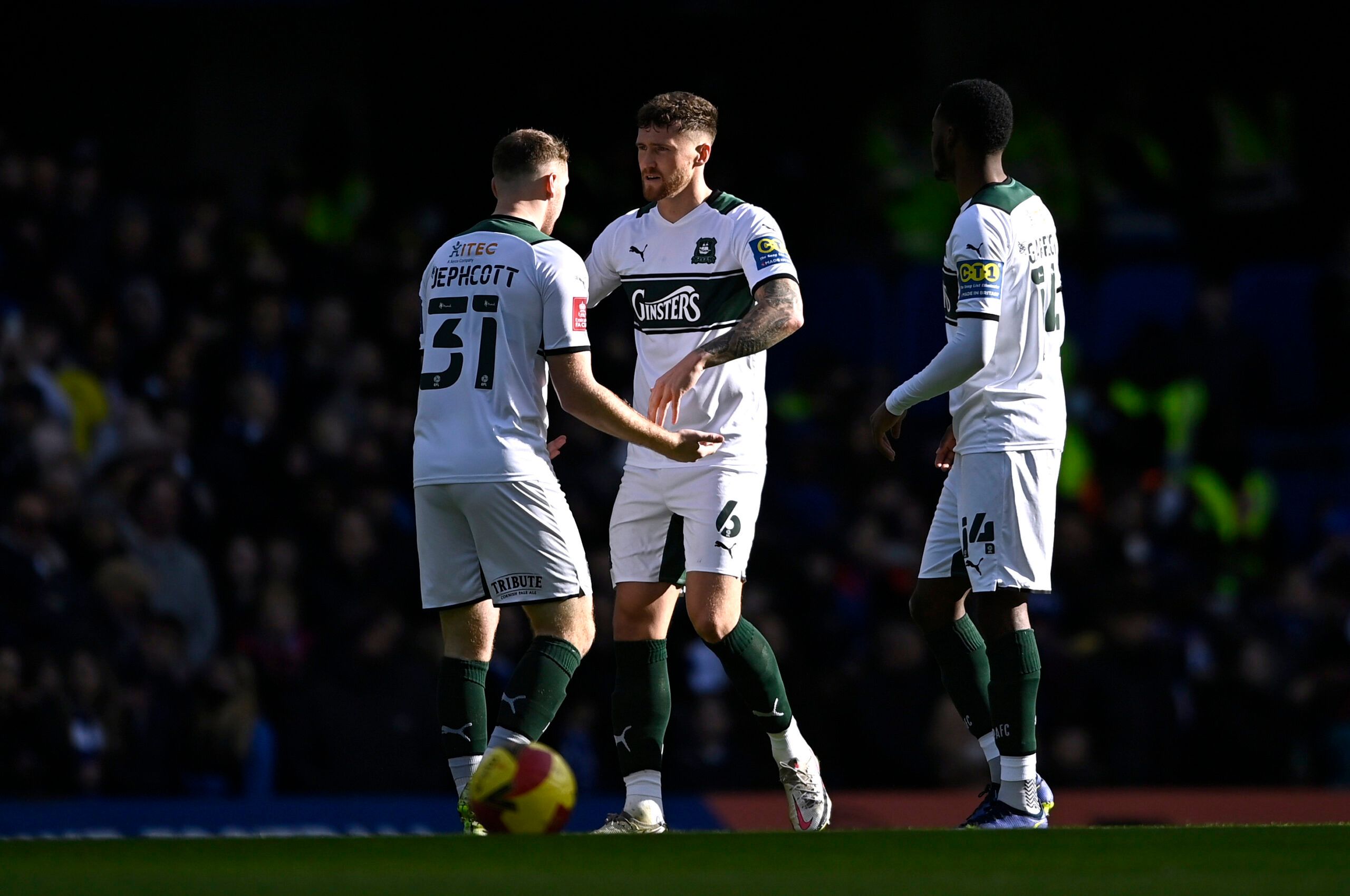 Soccer Football -  FA Cup - Fourth Round - Chelsea v Plymouth Argyle - Stamford Bridge, London, Britain - February 5, 2022 Plymouth Argyle's Dan Scarr and Luke Jephcott before the match REUTERS/Tony Obrien
