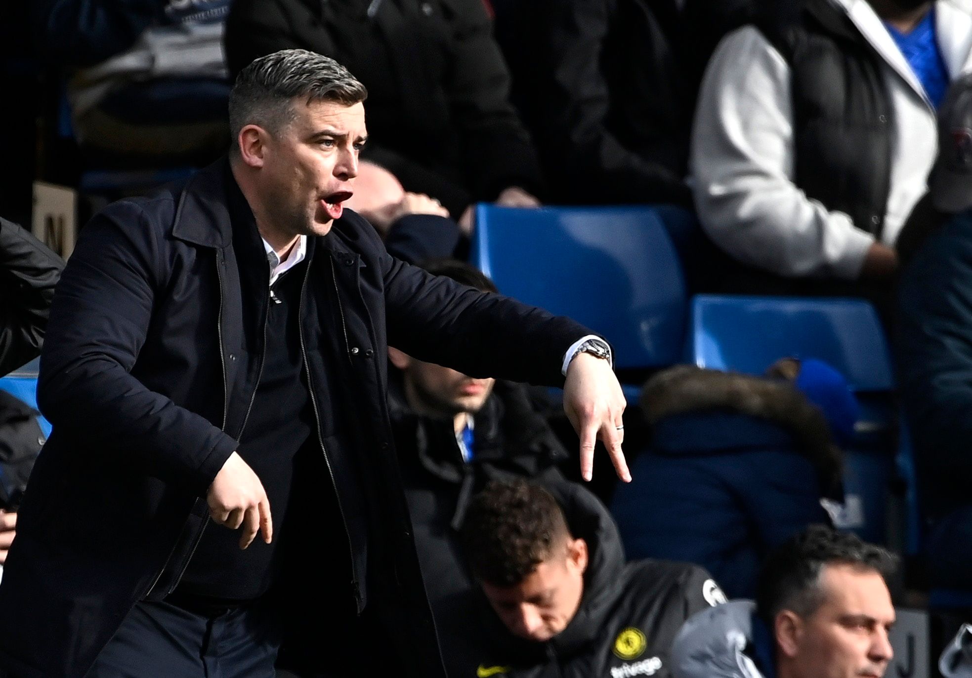 Soccer Football - FA Cup - Fourth Round - Chelsea v Plymouth Argyle - Stamford Bridge, London, Britain - February 5, 2022 Plymouth Argyle manager Steven Schumacher Action Images via Reuters/Tony Obrien